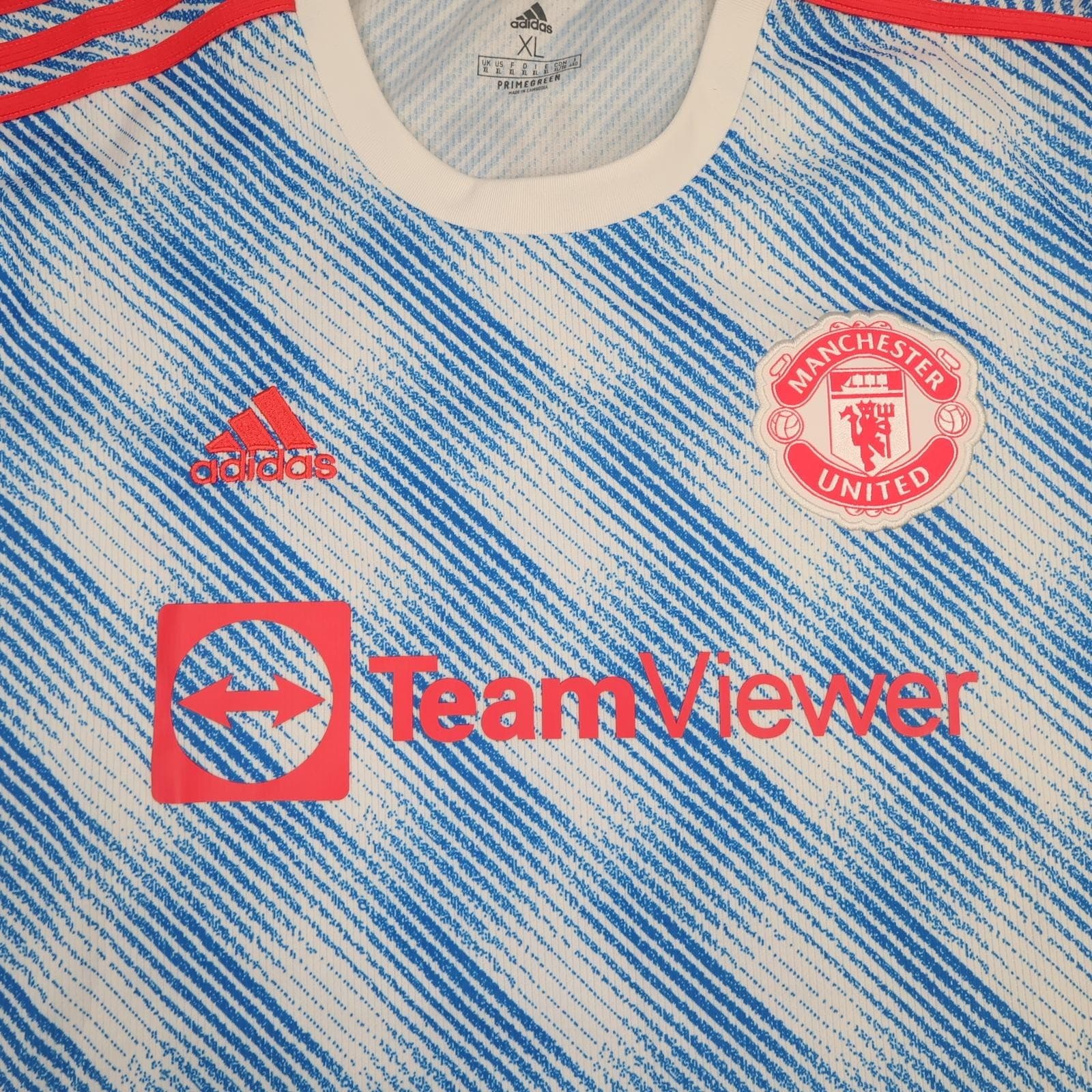 Manchester United Shirt Mens XL Blue Away Kit 2021 2022 Football Adidas Sancho photo 4