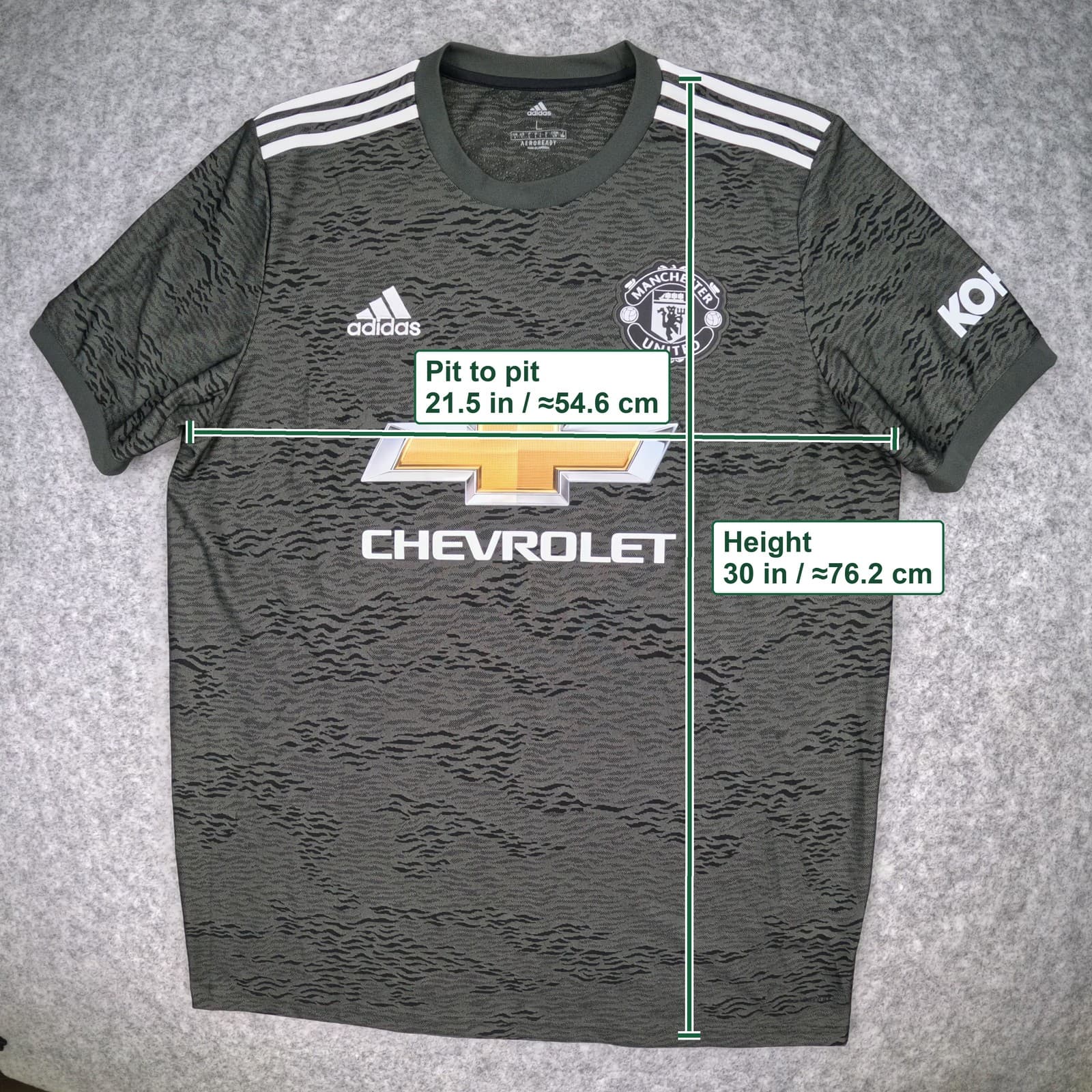 Manchester United Football Shirt Large 2020 2021 Adidas Pogba Soccer Jersey photo 3