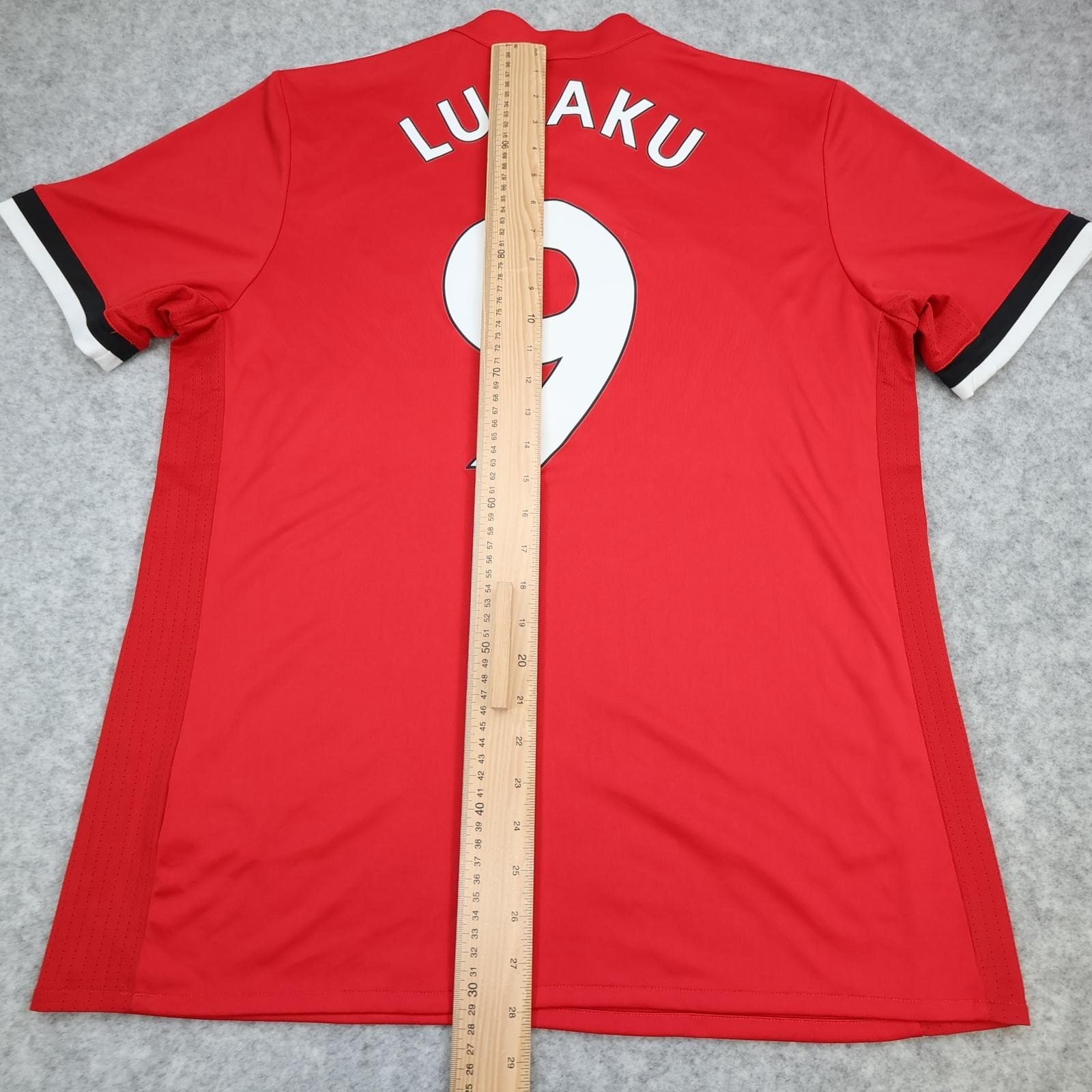 Manchester United Shirt Mens Large Red Home 2017 2018 Football Adidas Lukaku 9 photo 12