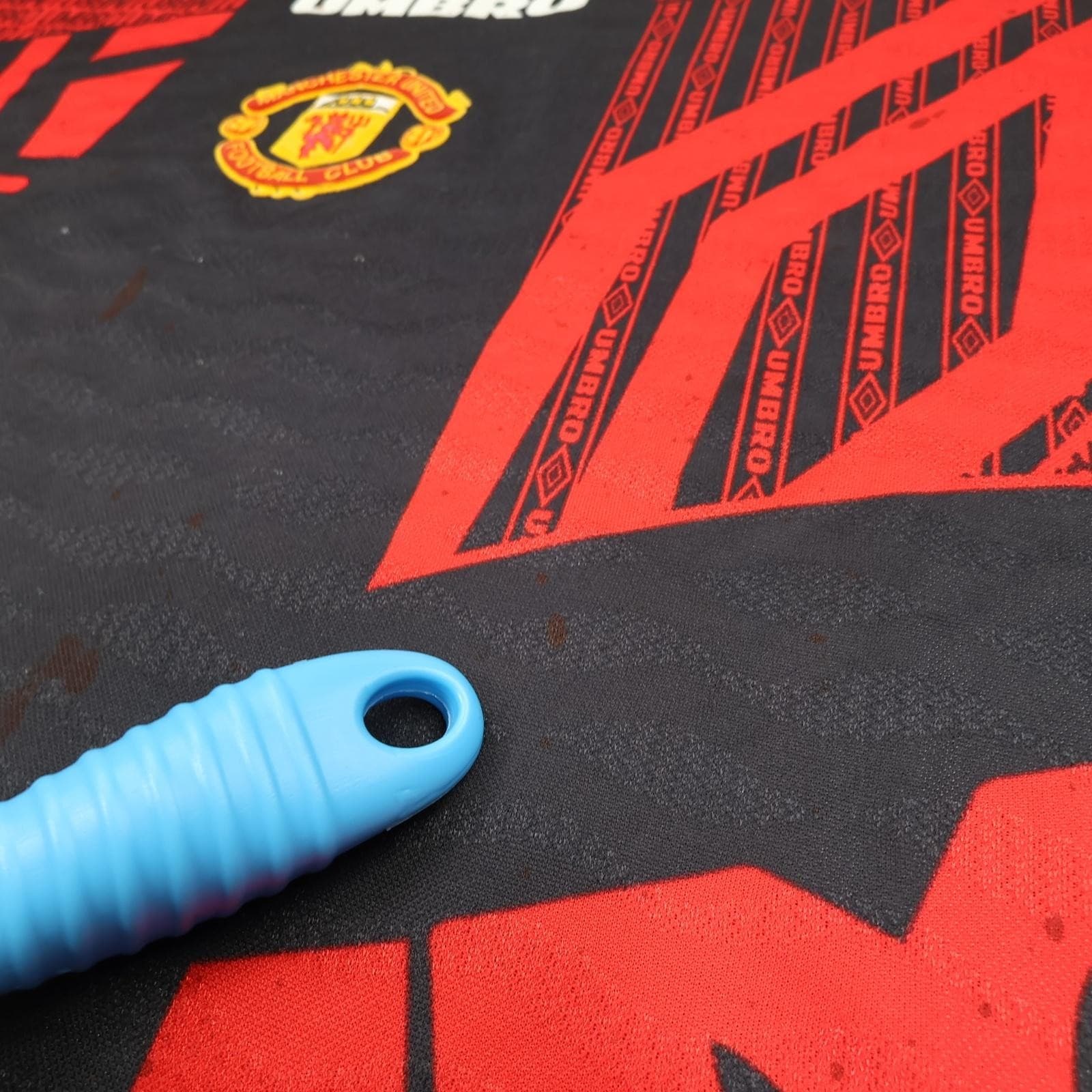 Vintage Manchester United Training Shirt Mens XL Black Umbro 1994 Soccer Jersey photo 9