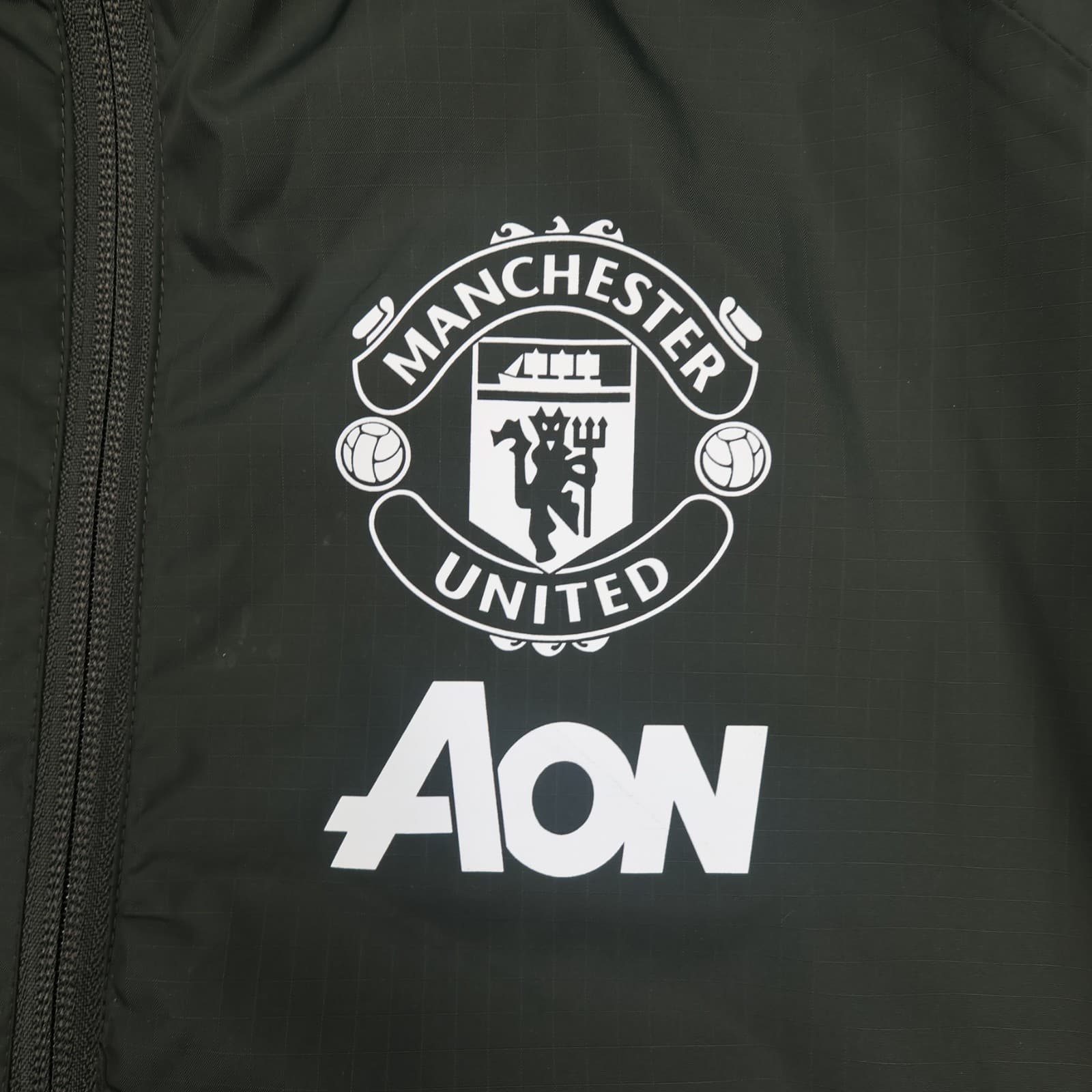 Manchester United Rain Jacket Small Grey Training Adidas 2020 2021 Zipped Hooded photo 3