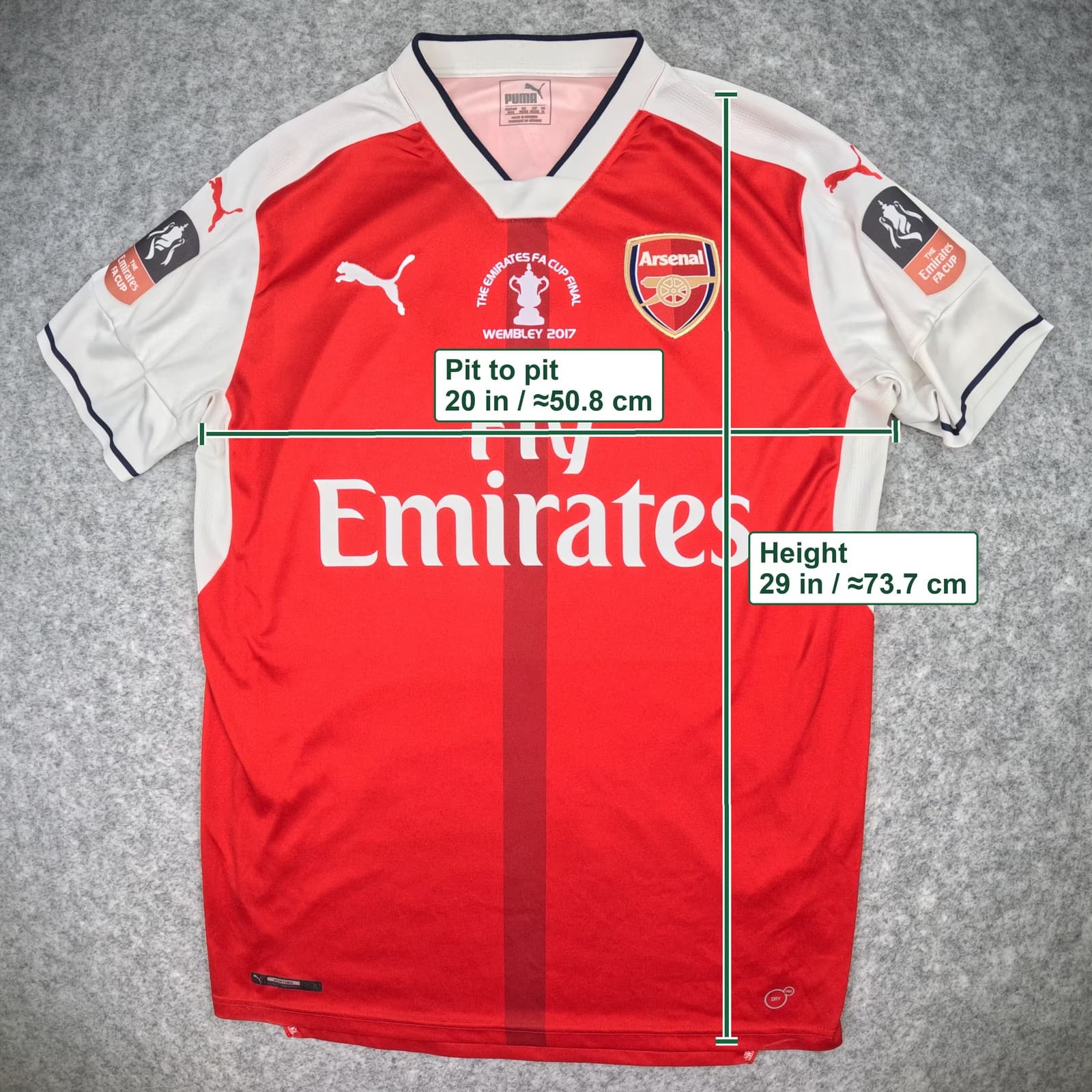 Arsenal Football Shirt Medium Red Home 2016 2017 PUMA Ozil 11 FA Cup Final photo 3