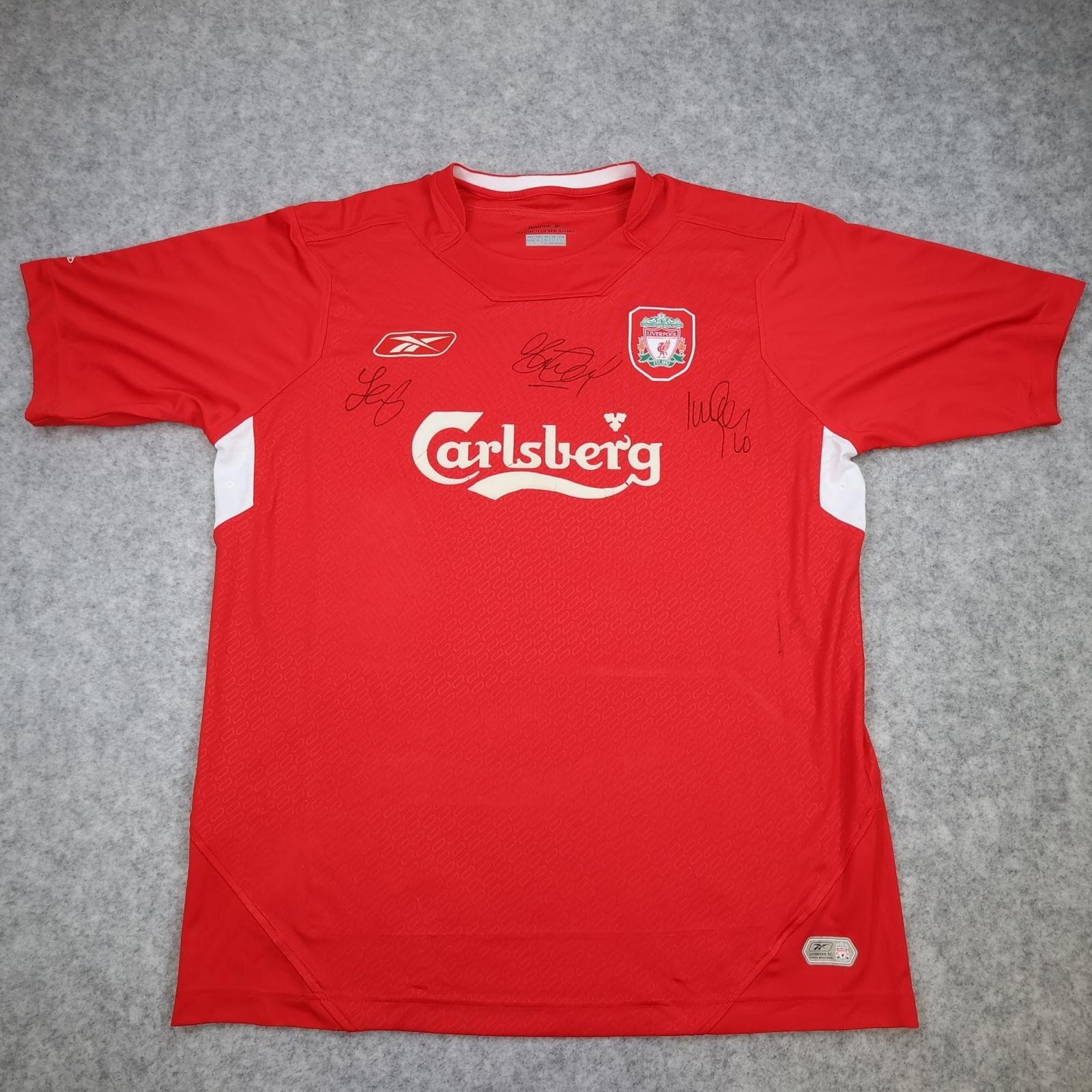 Vintage Liverpool Shirt Mens Large Red Home 2004 2006 Reebok Carlsberg Signed