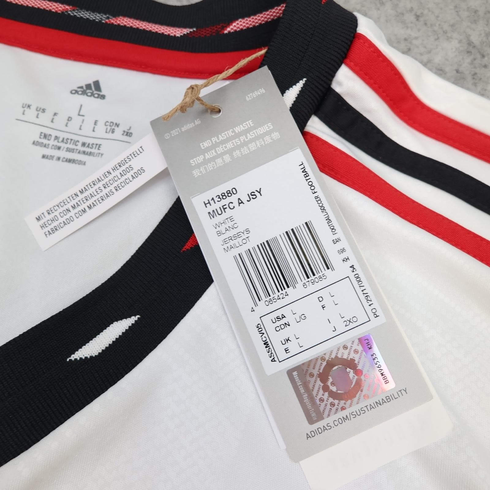Manchester United Away Shirt Mens Large White 2022 2023 Adidas Soccer Jersey photo 6