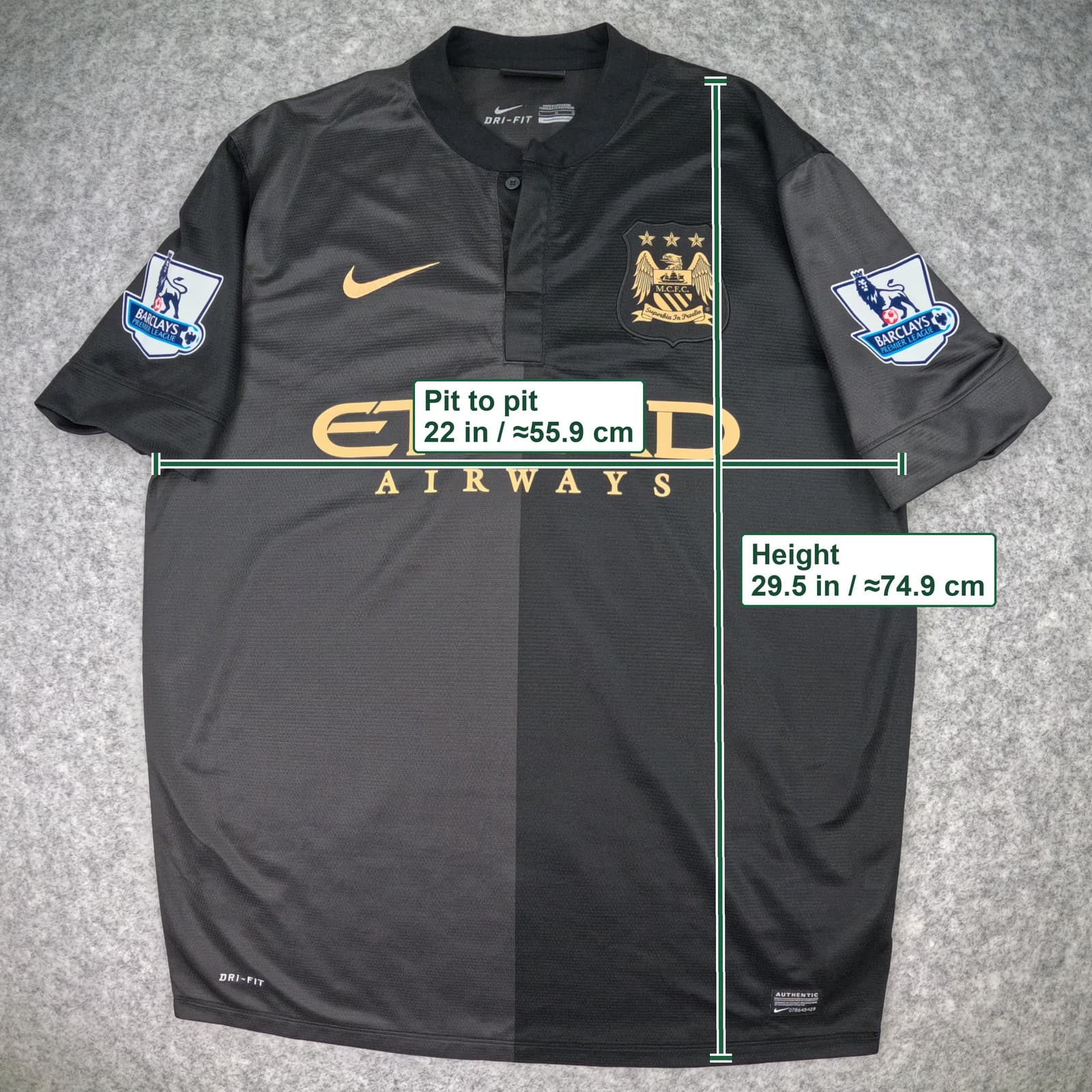 Manchester City Football Shirt Large Black Away 2013 2014 Nike Kompany 4 Jersey photo 3