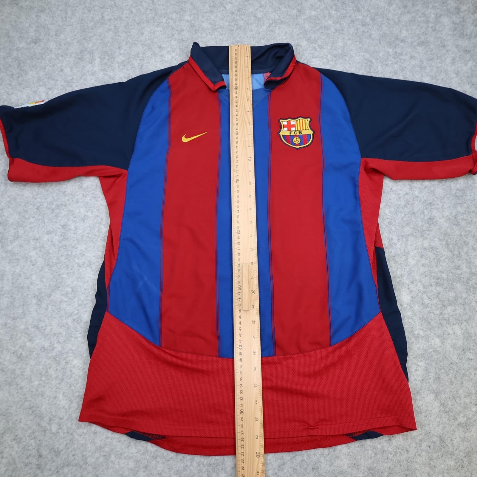 Vintage Barcelona Shirt Mens Large Red Blue Home 2003 2004 Nike Ronaldinho 10 photo 12