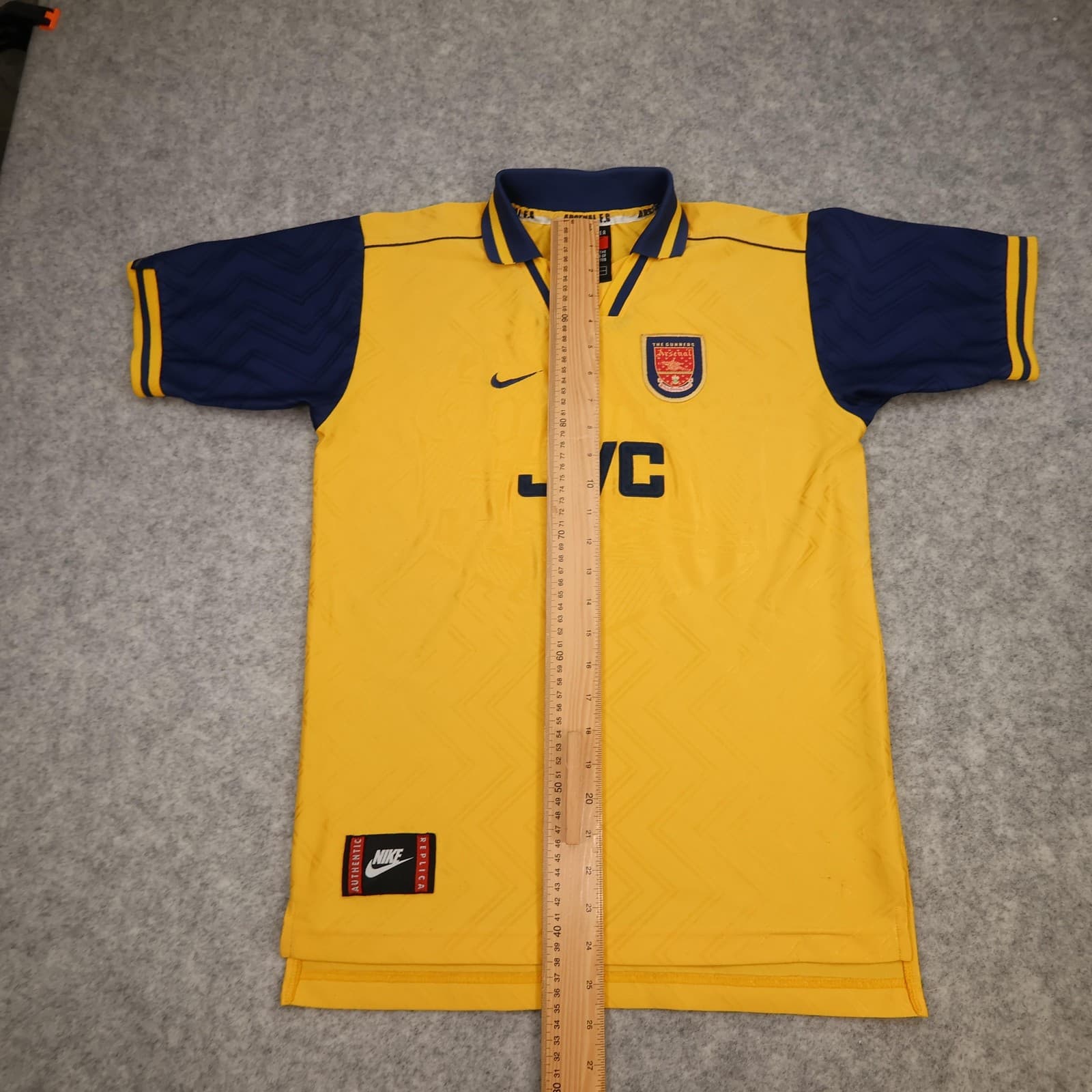Vintage Arsenal Shirt XL Boys Yellow Away 1996 1997 Football Nike JVC Jersey photo 13