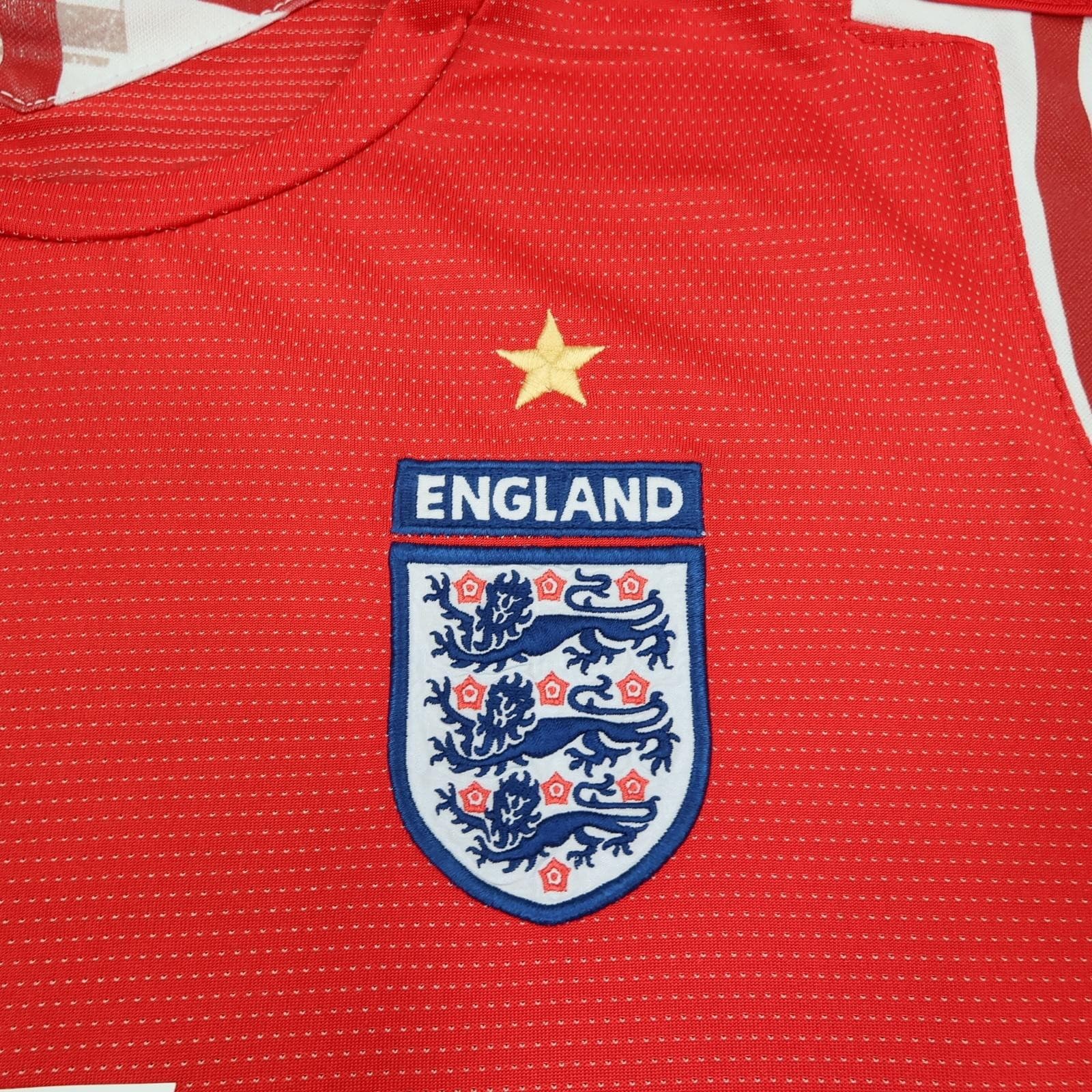 Vintage England Away Shirt Mens Large Red 2004 2006 Football Umbro Beckham Lions photo 9