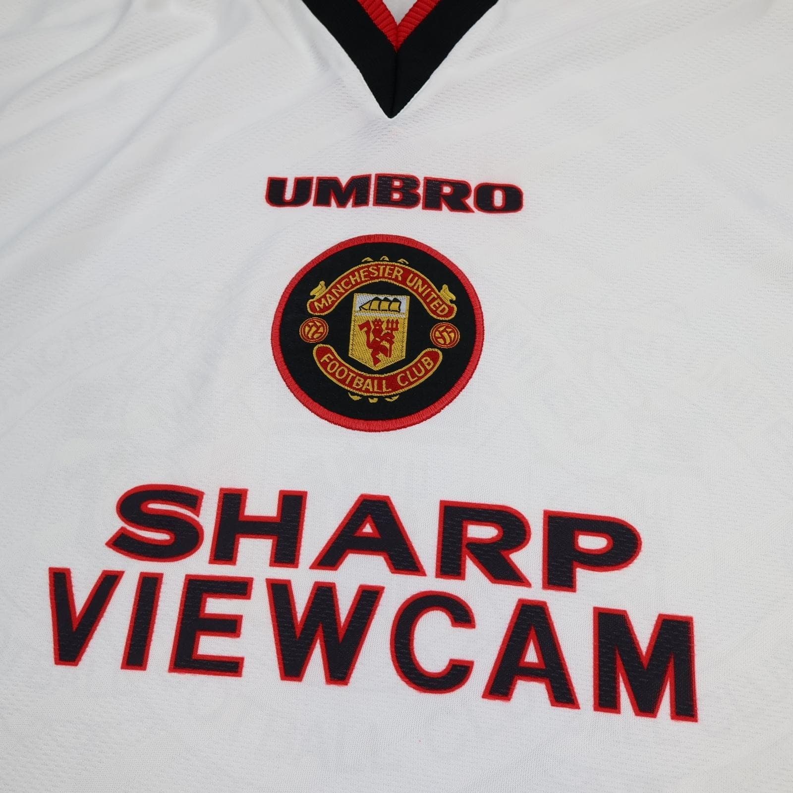 Vintage Manchester United Shirt Mens Large White Away Umbro Sharp 1996 1997 90s photo 2