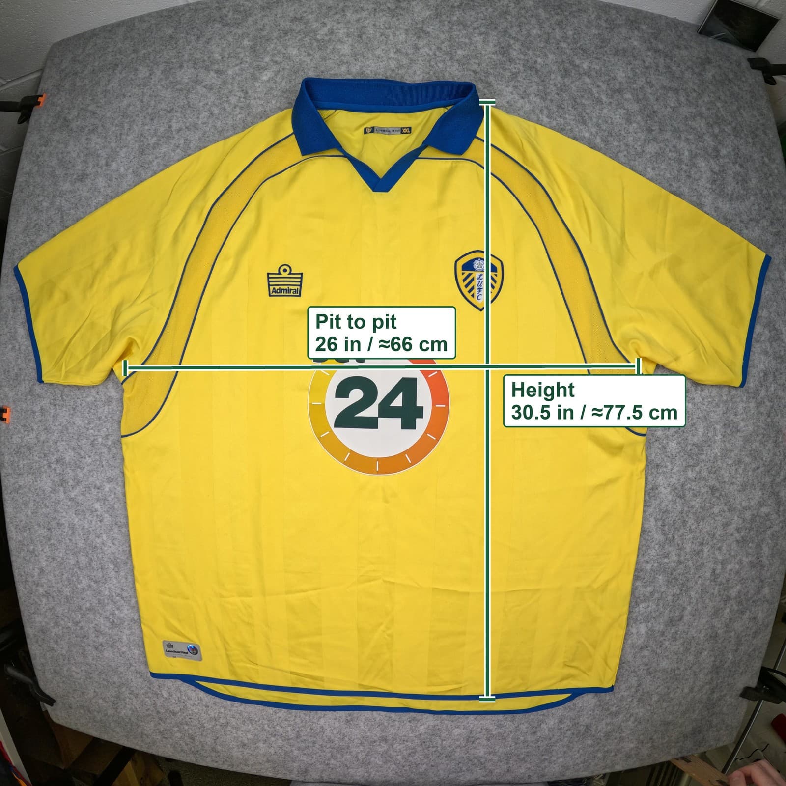 Leeds United Football Shirt 2XL Yellow Away 2006 2007 Admiral Soccer Jersey photo 3