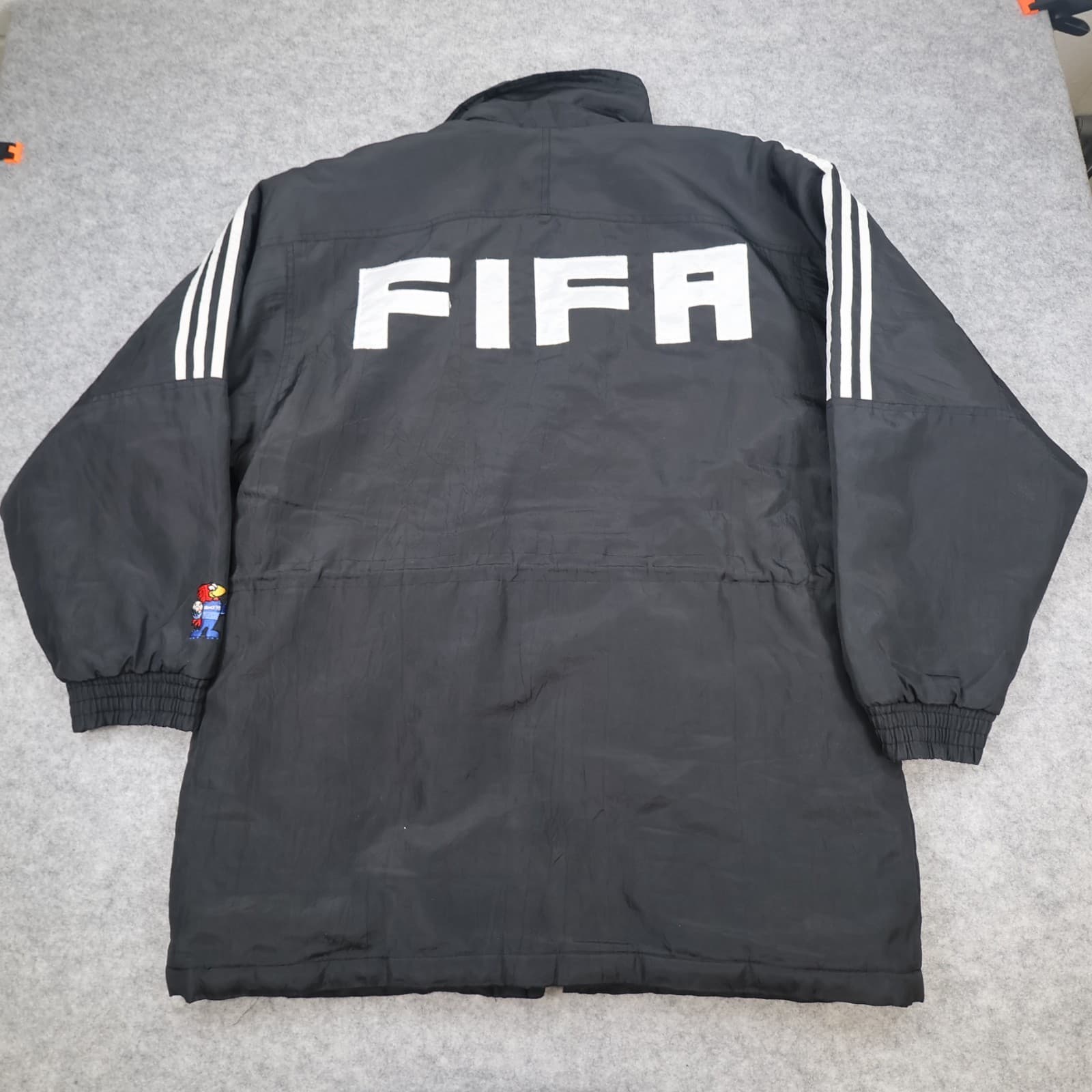 Vintage Football Jacket Extra Large Black 1998 Fifa World Cup Padded Official photo 3