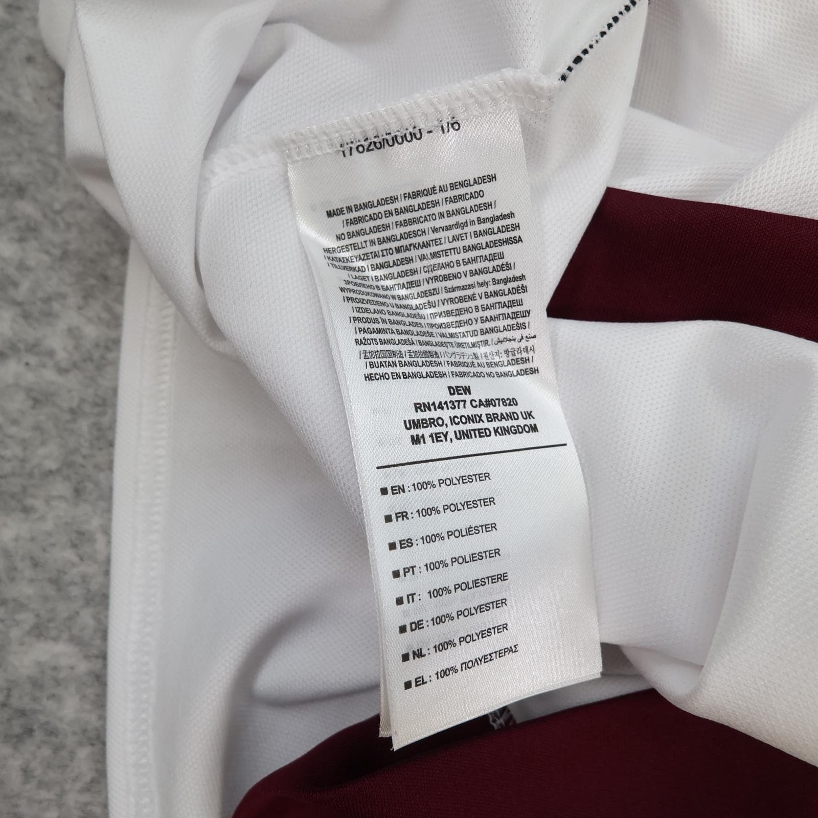 Hearts Shirt Mens Large White Away Long Sleeve Umbro 2018 2019 Soccer Jersey photo 13