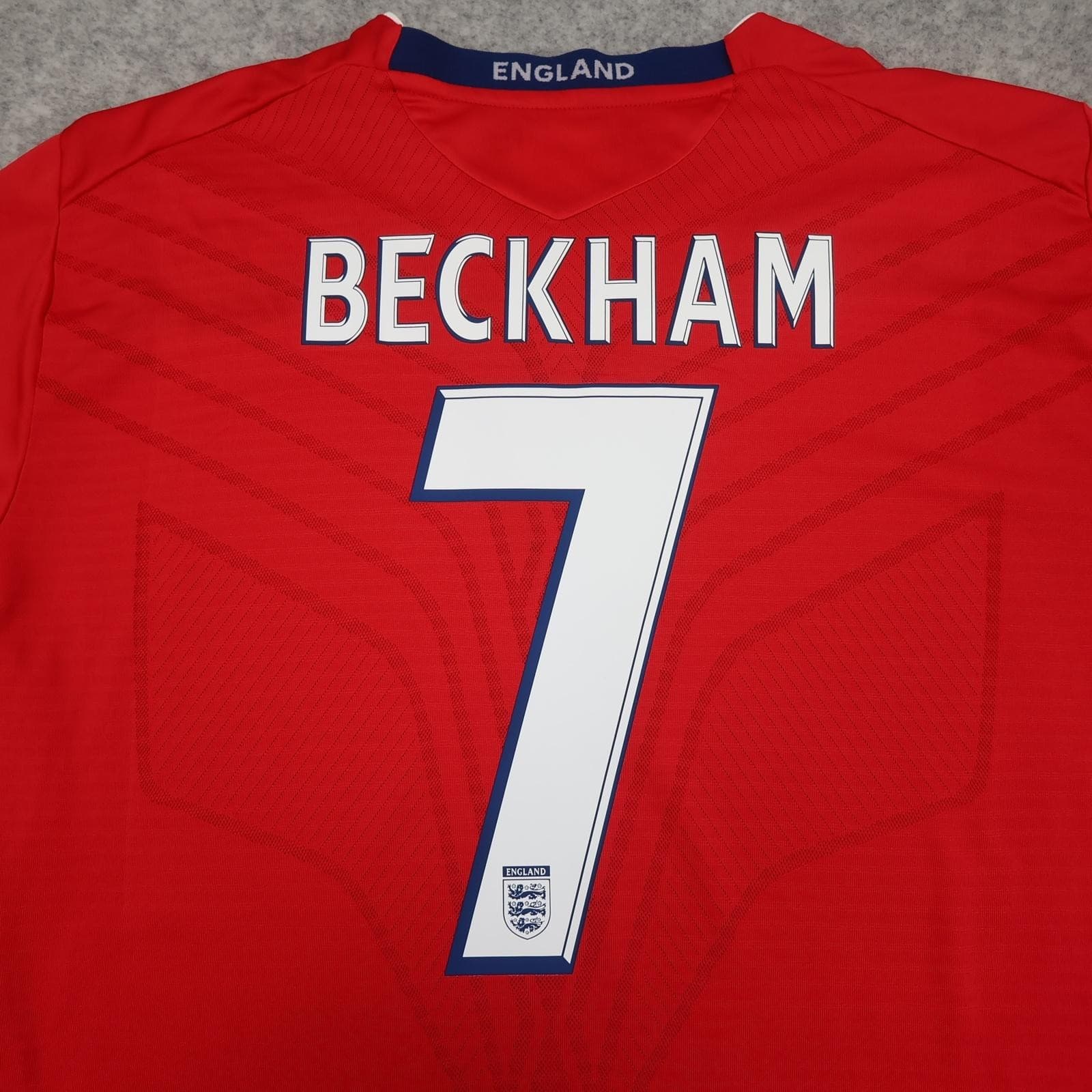 England Away Shirt Mens 2XL Red 2006 2008 Football Umbro Beckham 7 Jersey photo 3