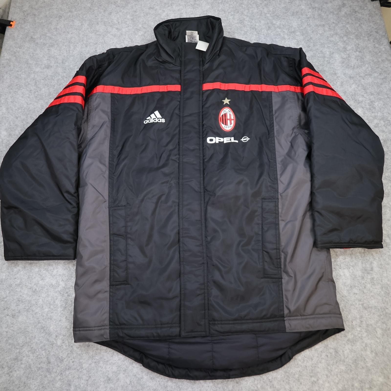 Vintage AC Milan Jacket Mens Medium Black Grey 2000 2001 Adidas Opel Bench Coat