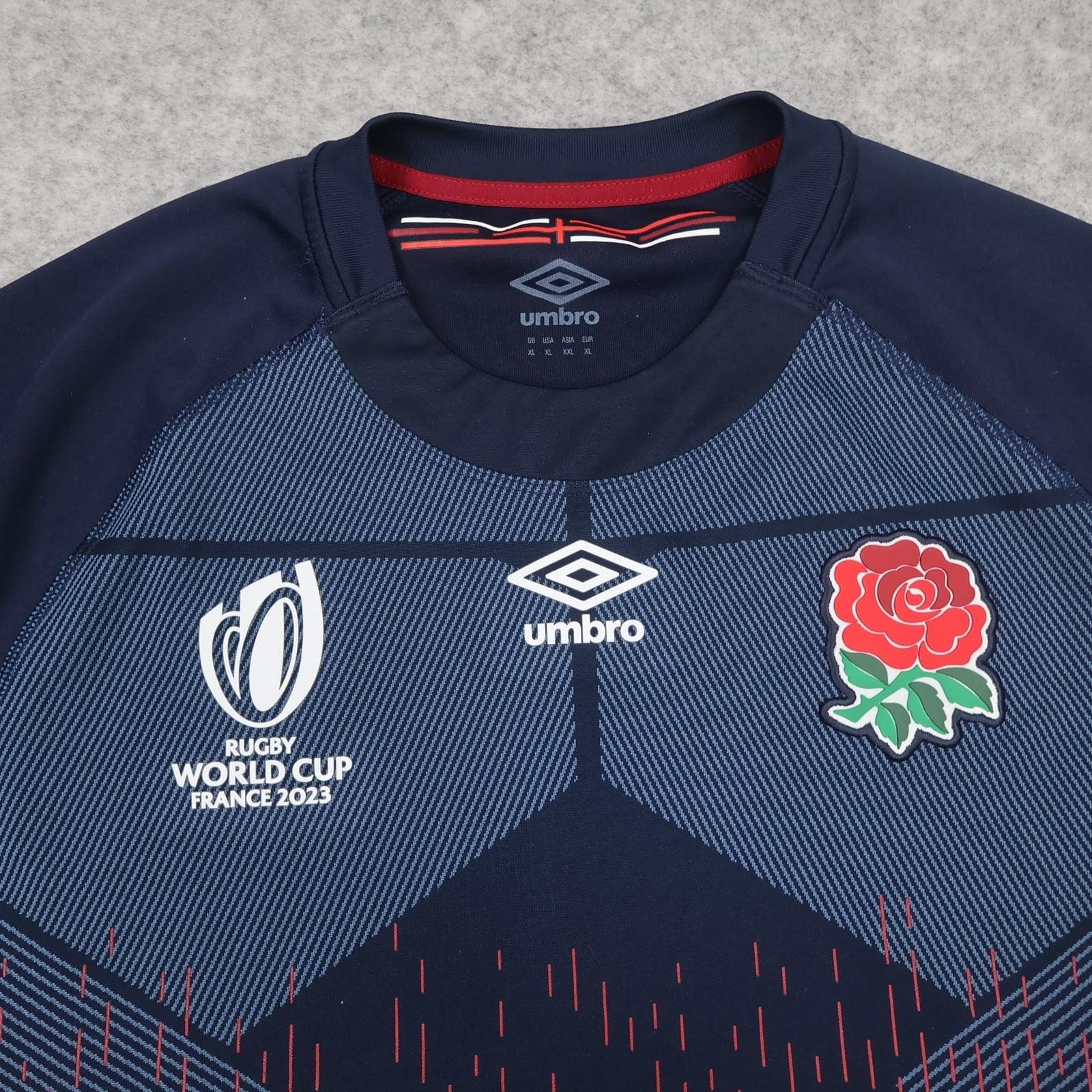 England Rugby World Cup Shirt Mens XL Navy Rugby Union Umbro 2023 Jersey photo 3