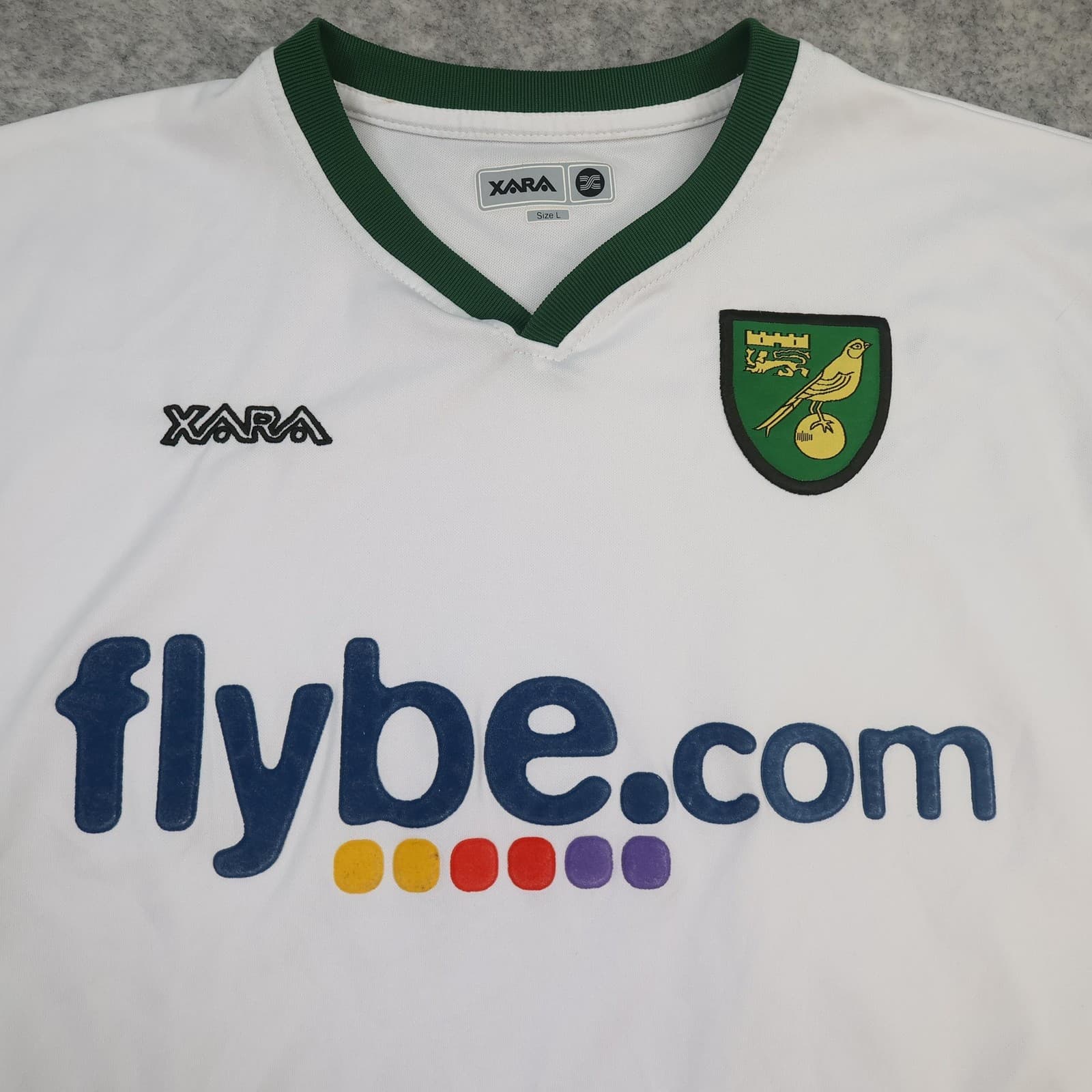 Norwich City Shirt Mens Large White Away 2006 2007 Xara Flybe Soccer Jersey photo 3