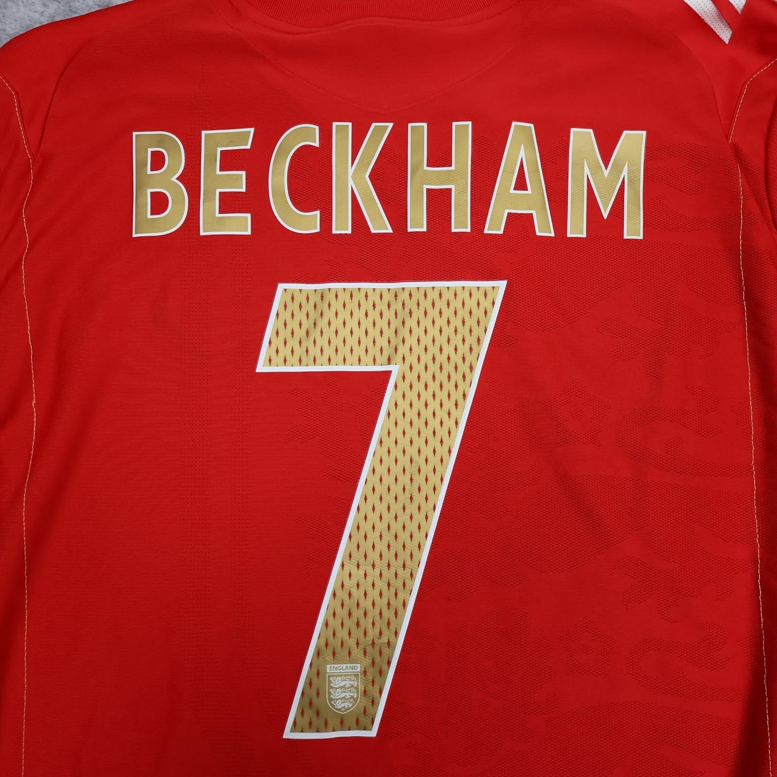 England Away Shirt Mens XL Red 2006 2008 Football Umbro Beckham 7 Jersey Top photo 11