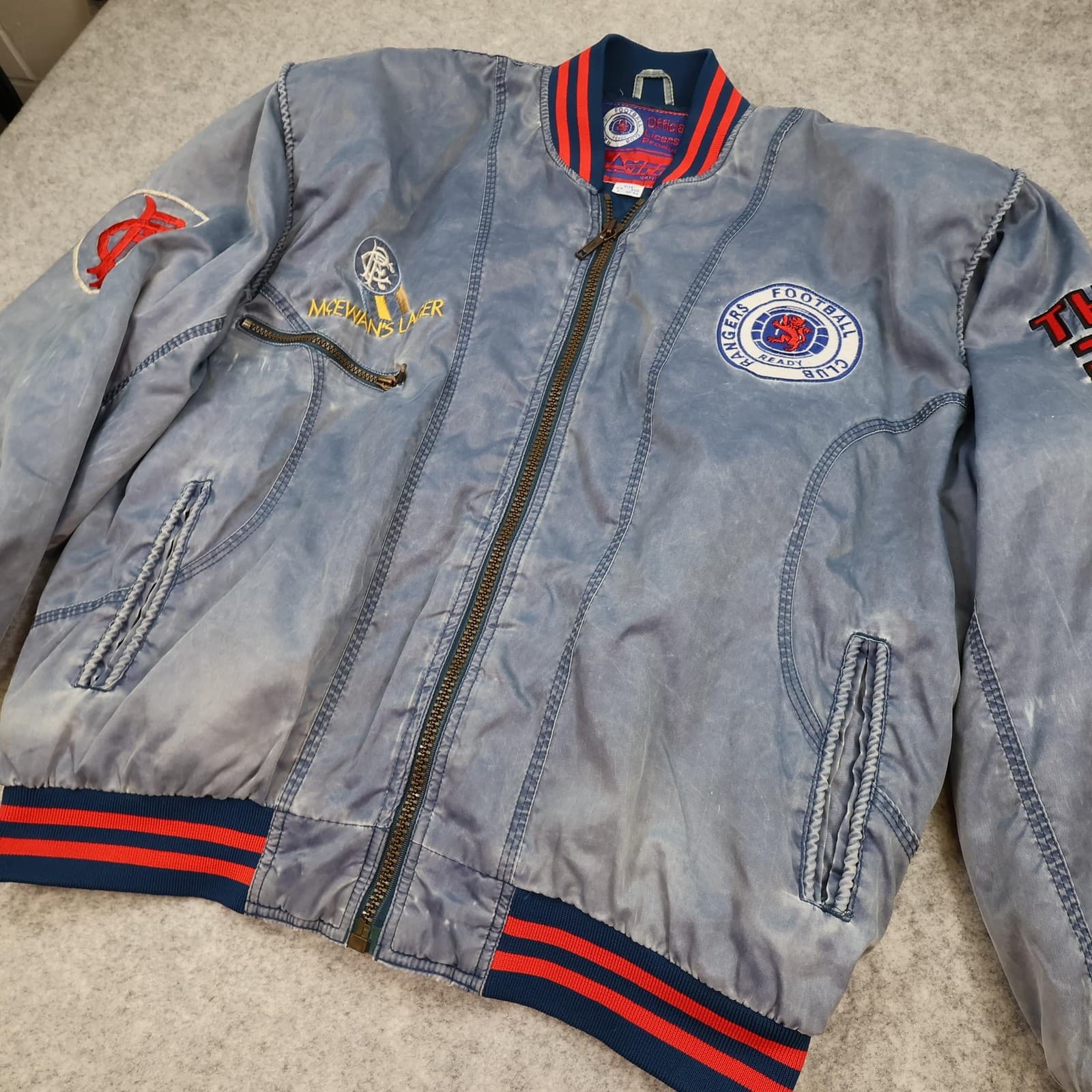 Vintage Glasgow Rangers 1990 1992 Varsity Jacket Campri McEwans Lager 90s photo 3