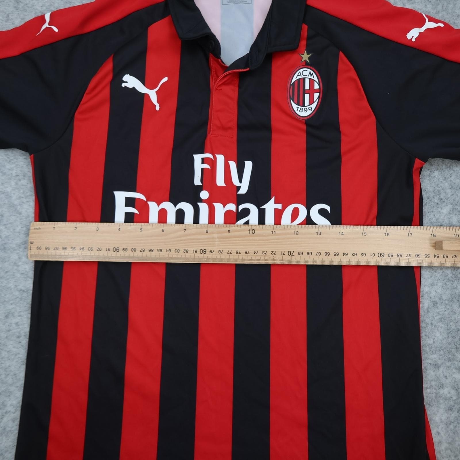 AC Milan Shirt Mens Medium Red Black Home 2018 2019 Football Puma Fly Emirates photo 9