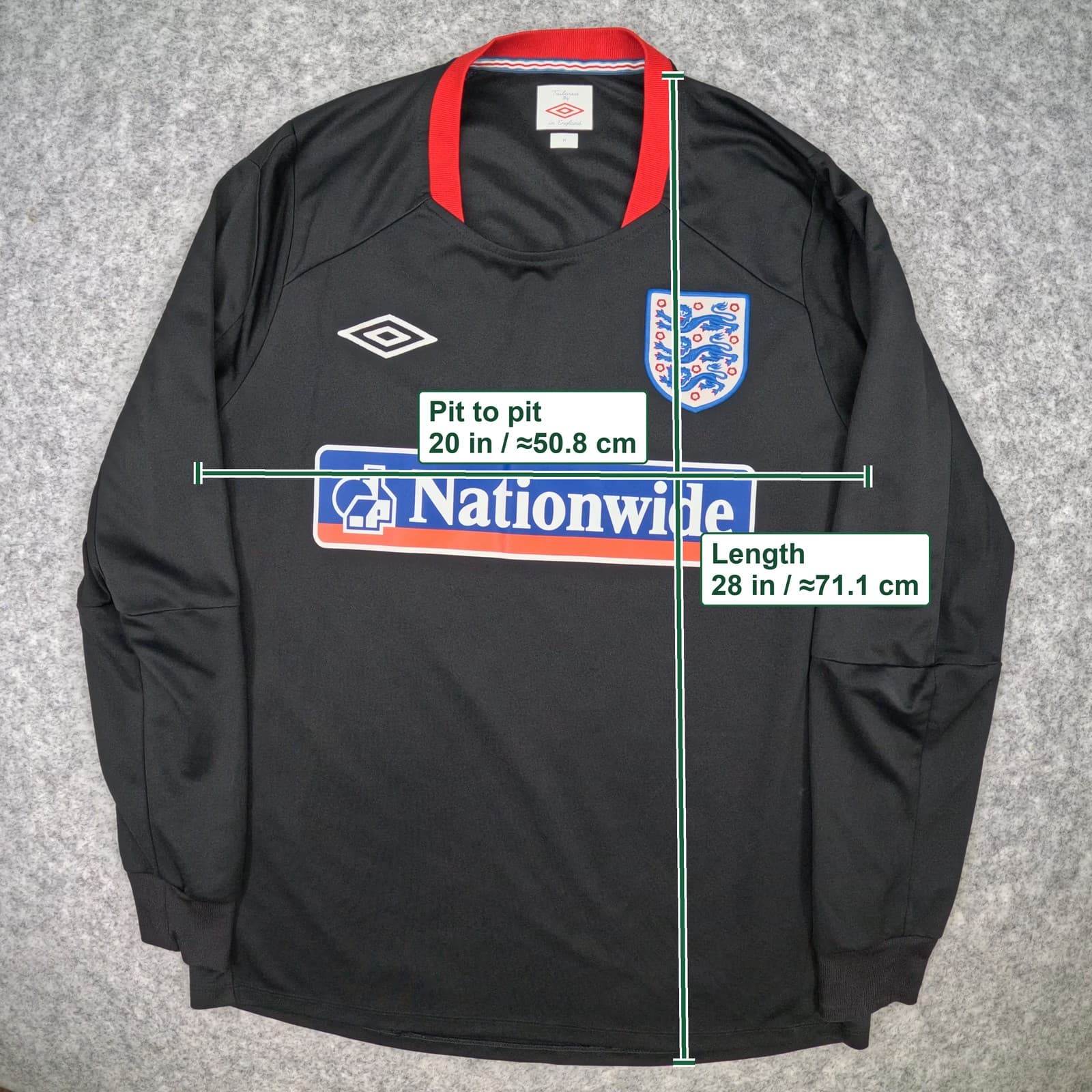 England Football Shirt Medium Black 2010 11 Umbro Long Sleeve Training photo 5