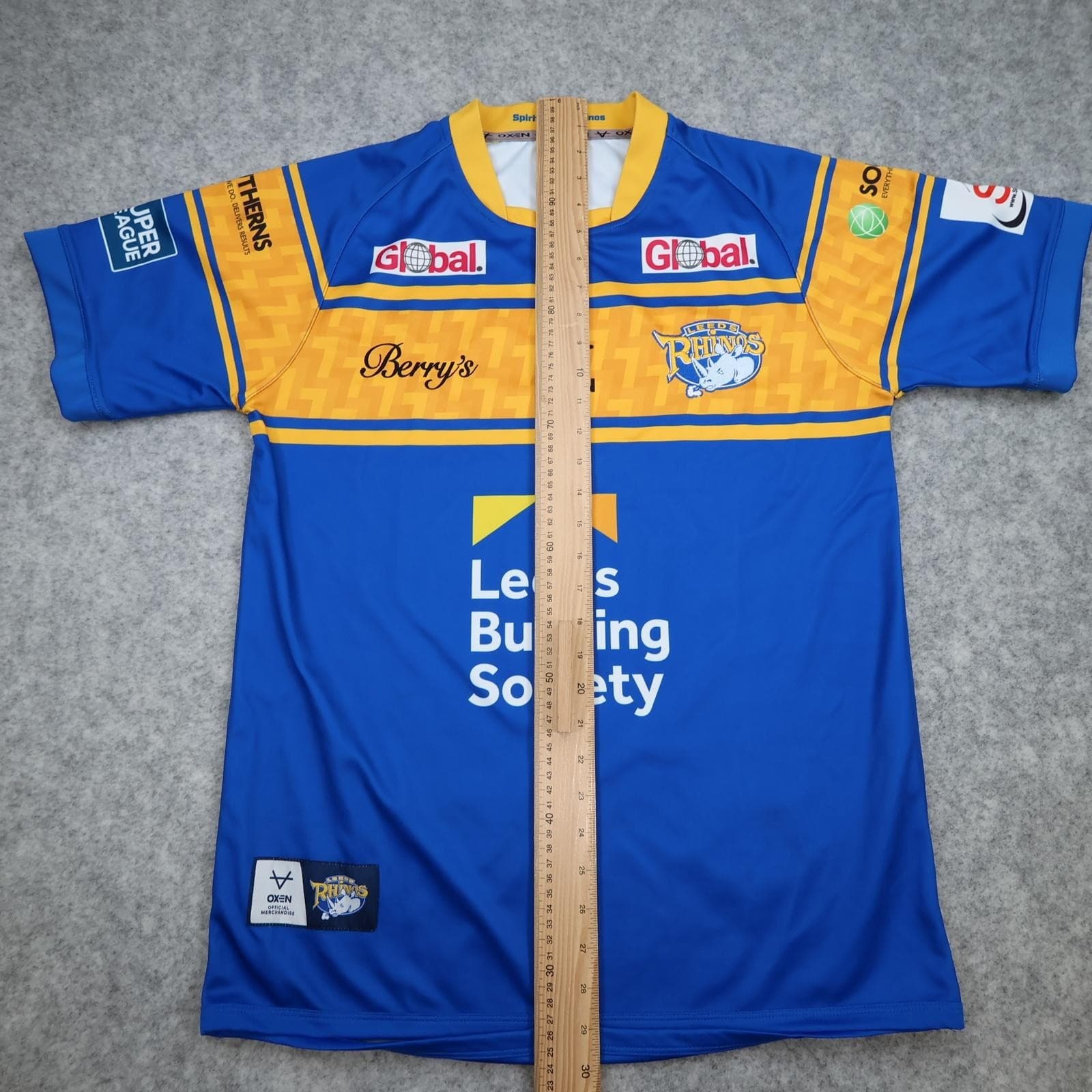 Leeds Rhinos Rugby Shirt Mens Medium Blue Rugby League Oxen Building Society photo 12
