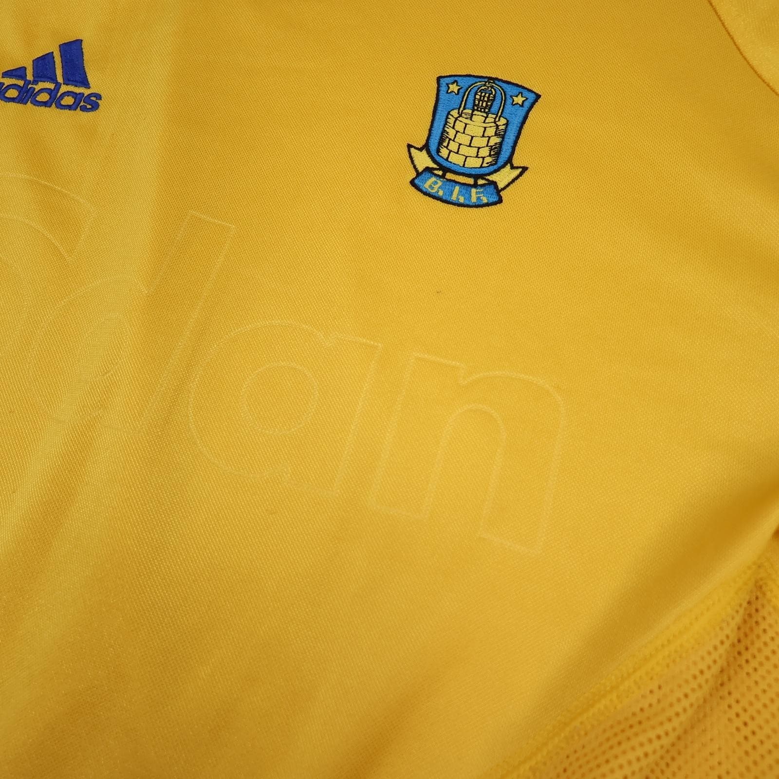 Brondby IF Shirt Mens Small Yellow Home 2005 Football Adidas Codan Soccer Jersey photo 3