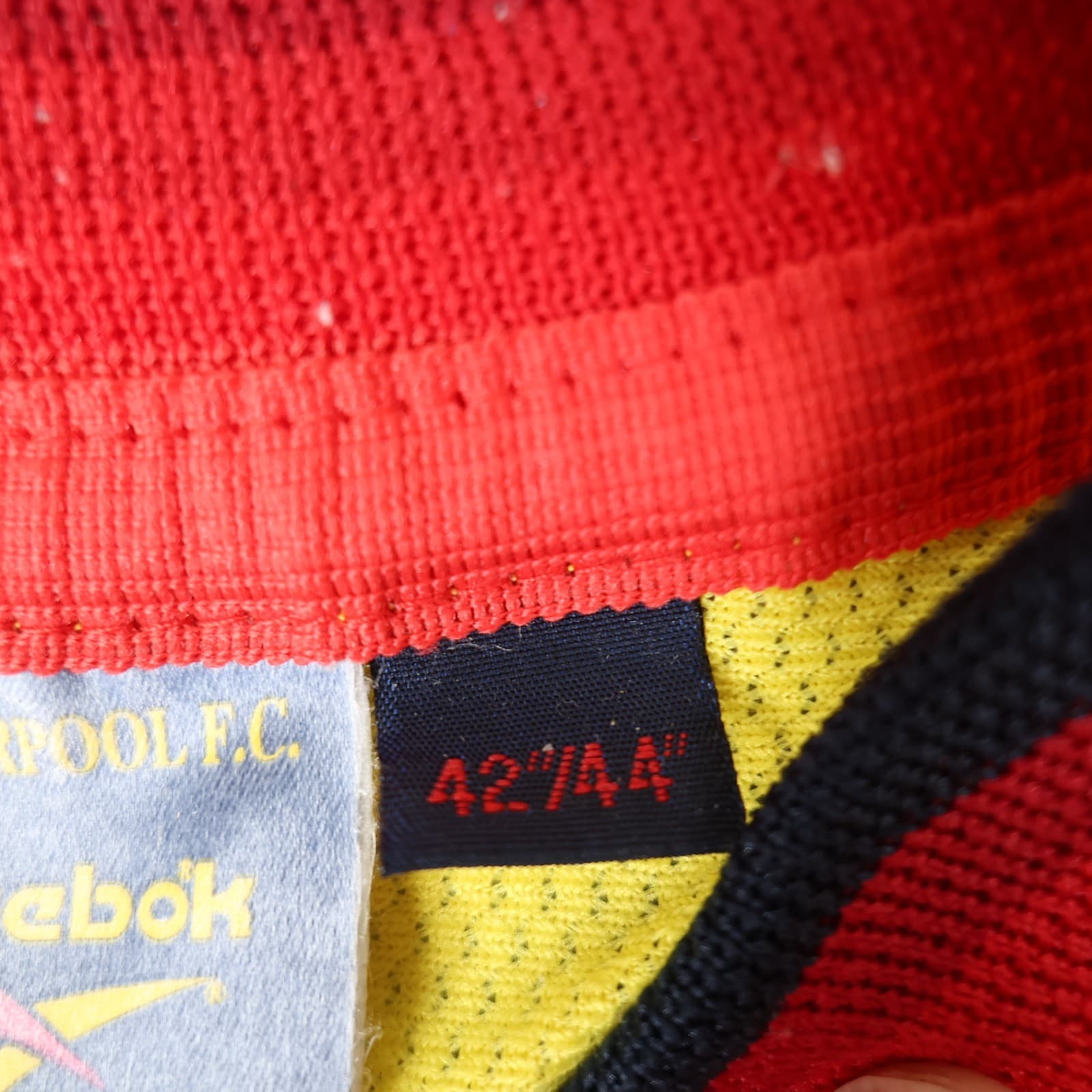 Vintage Liverpool Shirt Large Yellow Away Kit 1997 1999 Reebok Soccer Jersey photo 8