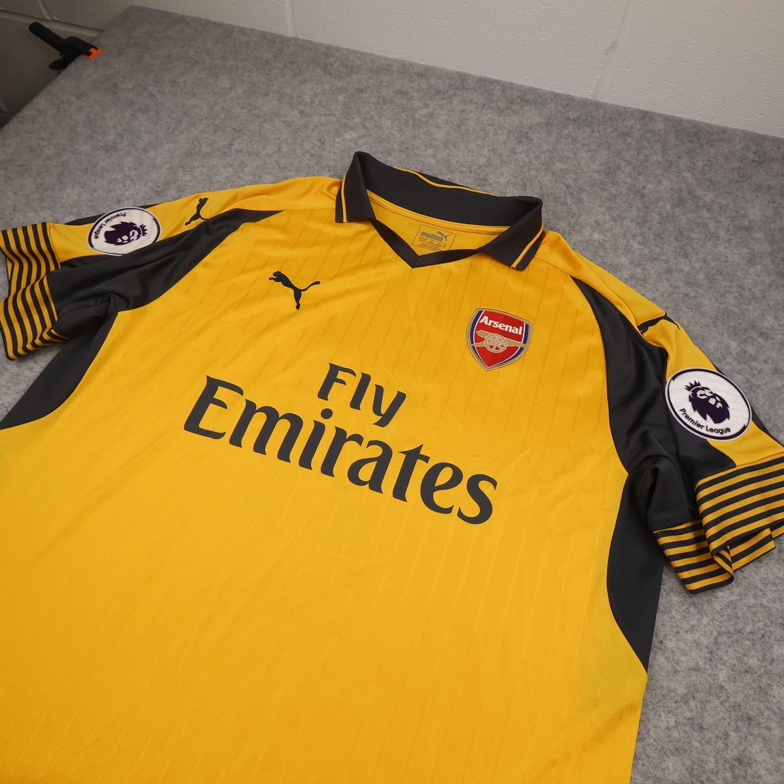 Arsenal Away Shirt Mens Large Yellow 2016 2017 EPL Football Puma Ozil 11 Jersey photo 7