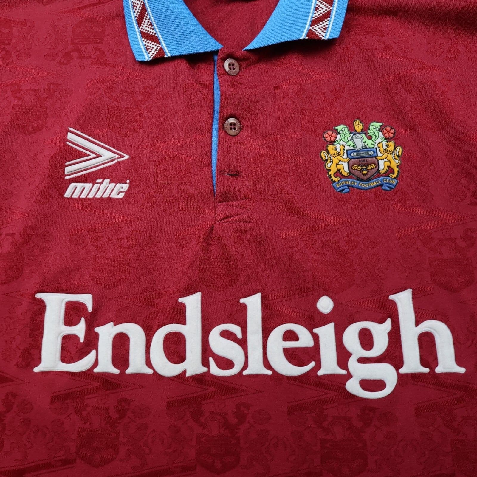 Vintage Burnley Shirt Extra Large Home Kit Mitre 1993 1994 1995 Jersey Endsleigh photo 3