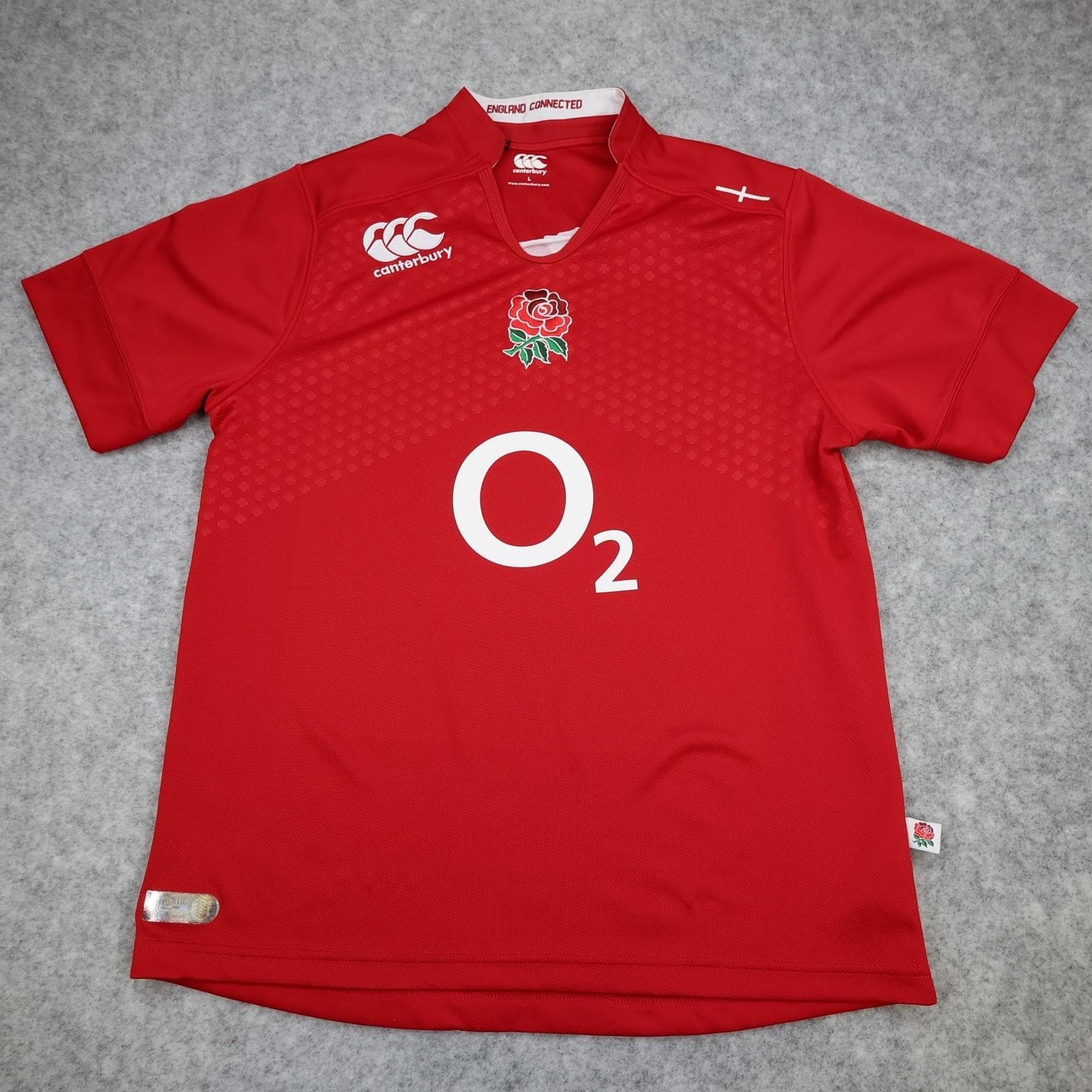 England Rugby Shirt Mens Large Red Rugby Union Canterbury O2 Away Jersey