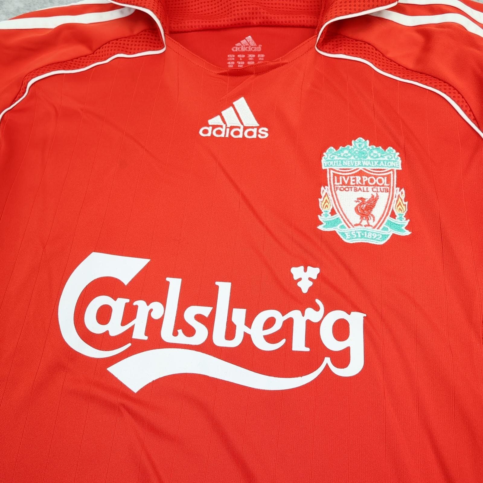 Liverpool Shirt Mens Extra Large Boys Red Home 2006 2008 Adidas Carlsberg photo 3