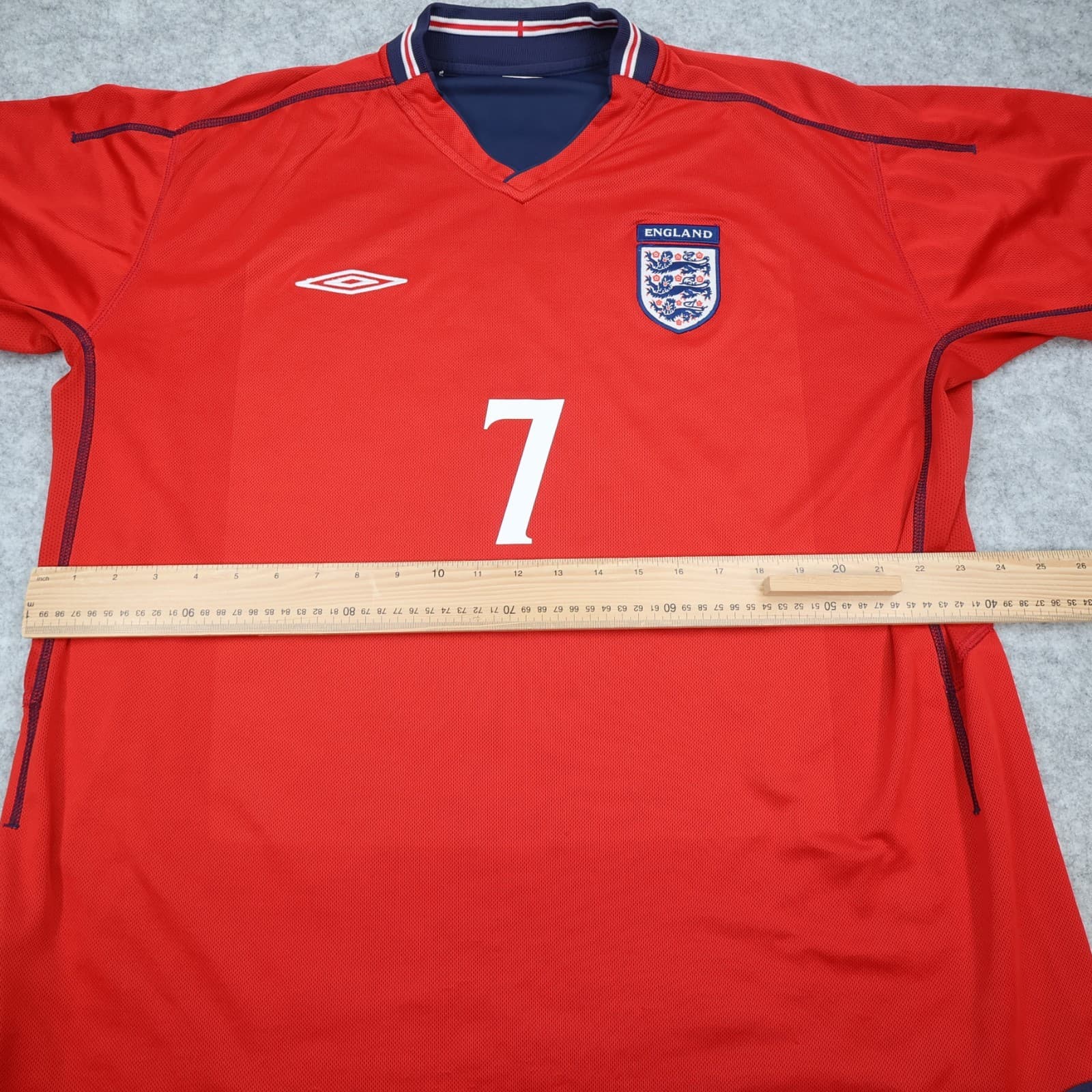 England Football Shirt Extra Large Red Away Kit 2002 2004 Jersey David Beckham 7 photo 10