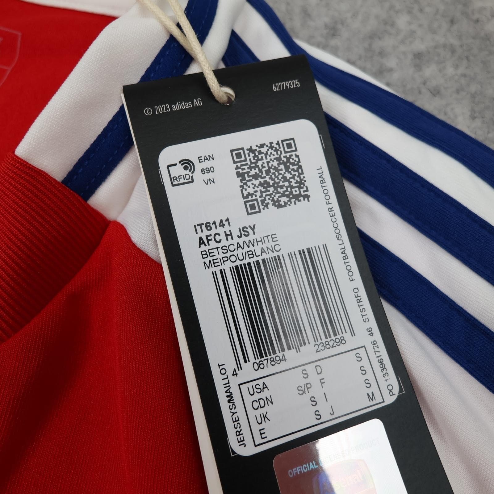 Arsenal Shirt Mens Small Home 2024 2025 Red Adidas Soccer Jersey Slim Fit photo 4
