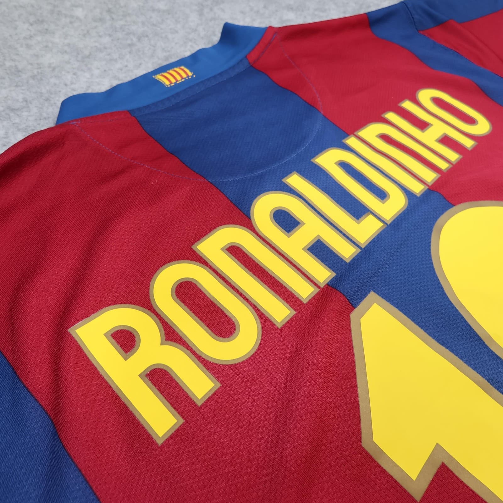 Barcelona Shirt Mens Large Red Blue Home 2007 2008 Football Nike Ronaldinho 10 photo 5