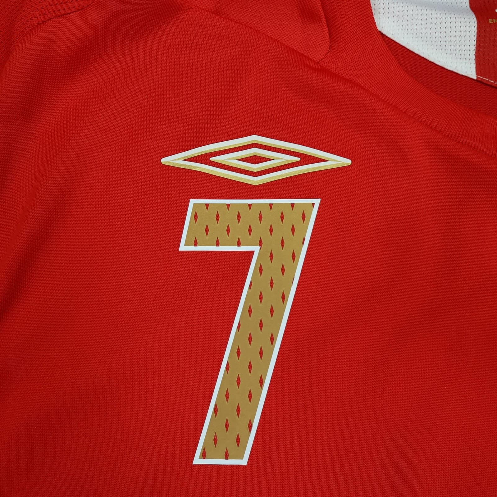 England Away Shirt Mens XL Red 2006 2008 Football Umbro Beckham 7 Jersey Top photo 4