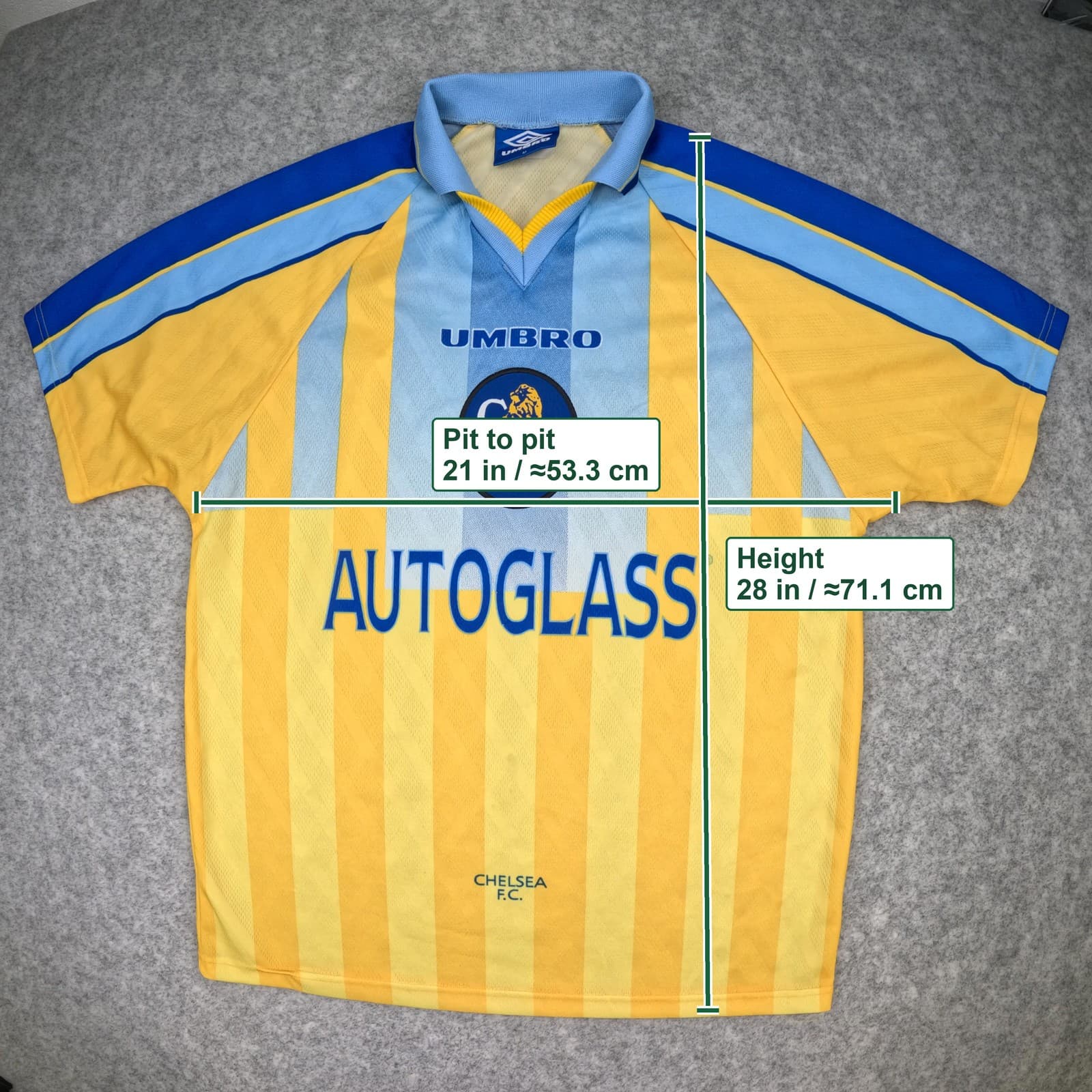 Vintage Chelsea Football Shirt Medium Yellow Away 1996 1997 Umbro Soccer Jersey photo 2