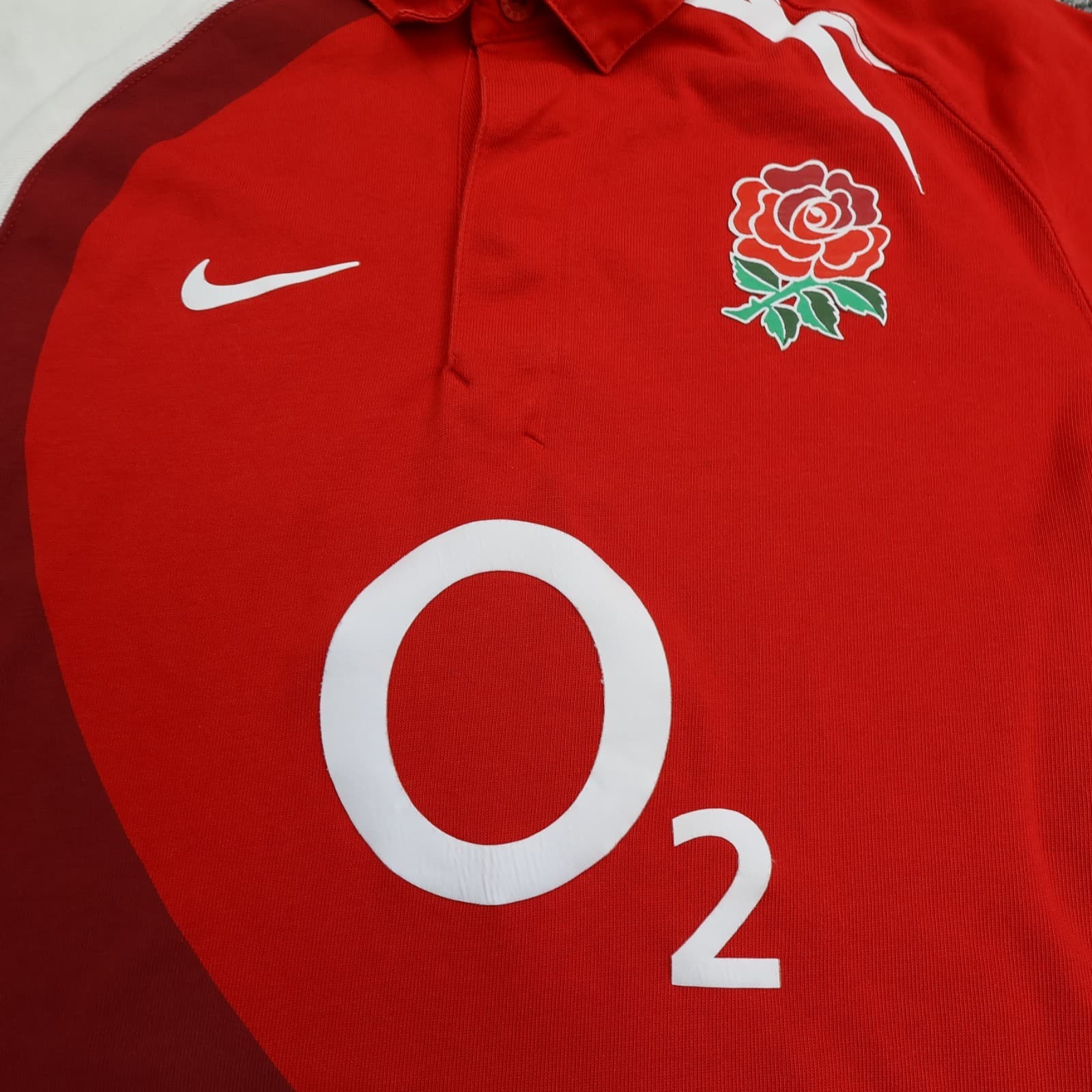 England Rugby Shirt Large Red Away Kit 2007 2008 Nike Jersey O2 photo 3