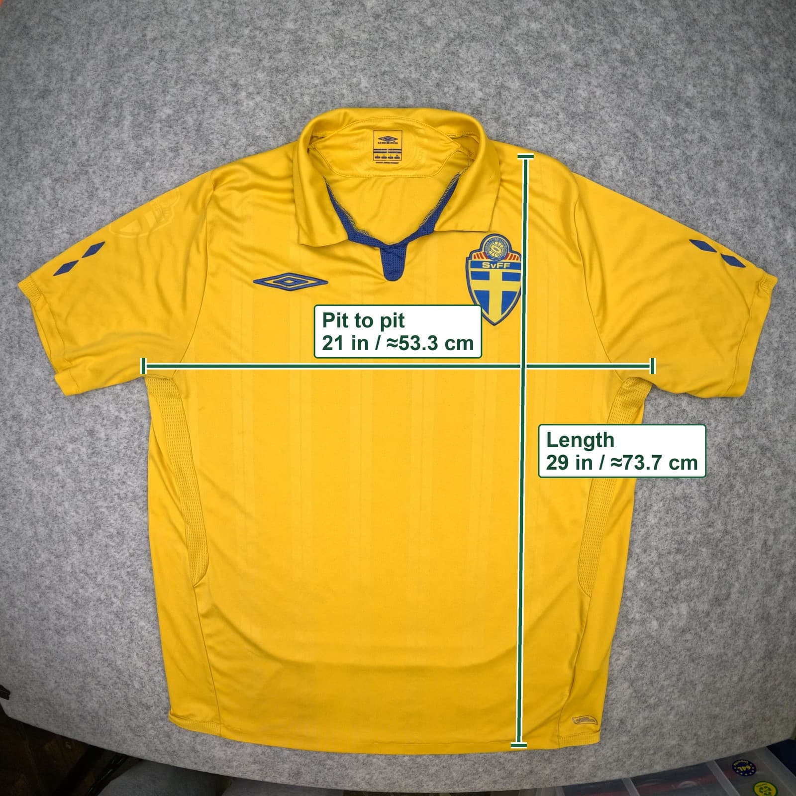 Sweden Football Shirt Large Yellow Home 2009 2010 Umbro Soccer Jersey photo 4
