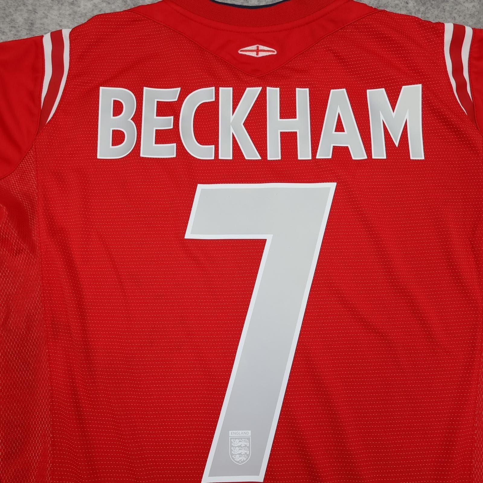 Vintage England Shirt Mens Medium Red Away 2004 2005 Soccer Umbro Beckham 7 photo 2