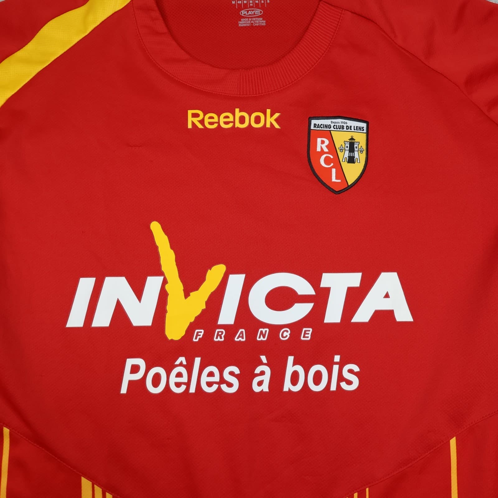 Rc Lens Football Shirt Medium Red Home Kit 2009 2010 Reebok Soccer Jersey photo 3