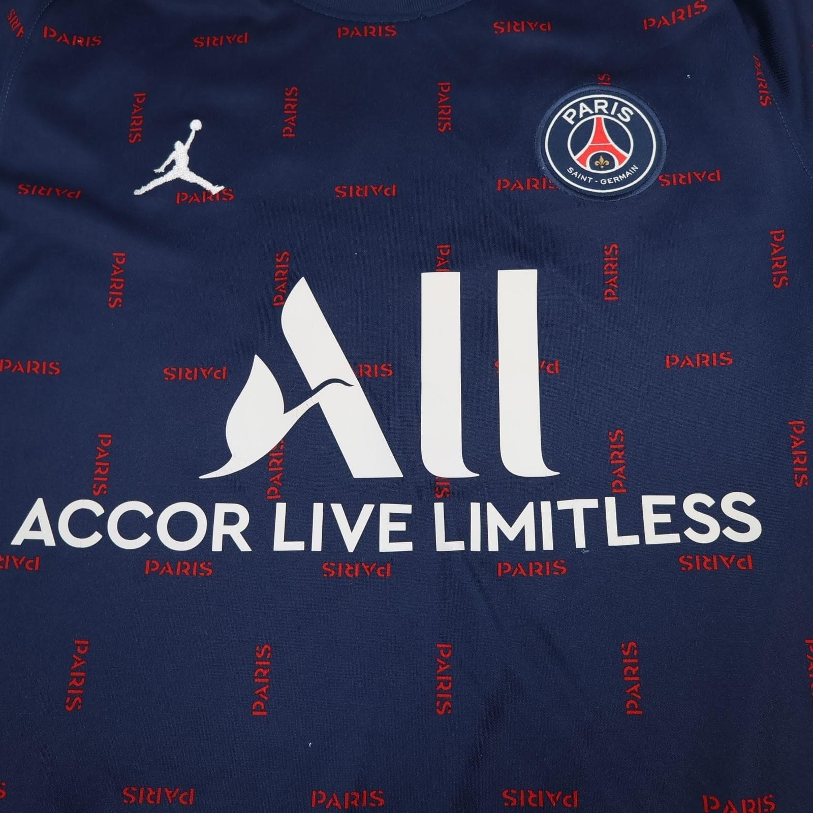Paris Saint-Germain Shirt Mens Medium Blue Football Nike Jordan ALL Sponsor photo 2