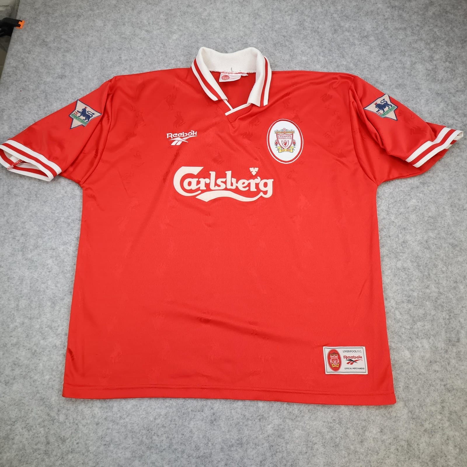Vintage Liverpool Shirt Mens 2XL Home 1996 1998 Reebok Carlsberg Soccer Jersey