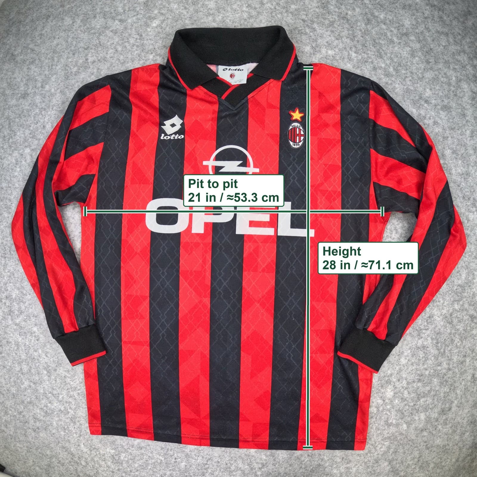 Vintage AC Milan Football Shirt Small Black 1995 1996 Home Lotto Long Sleeve photo 3