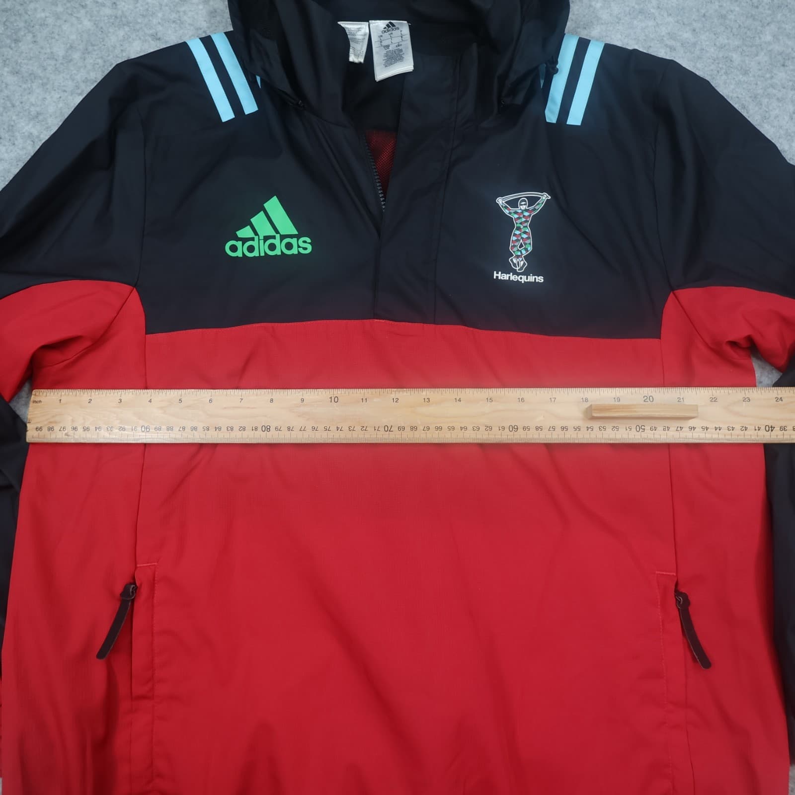 Harlequins Rugby Jacket Large Red Rain 2017 2018 Adidas Hooded 1/4 Zip photo 4