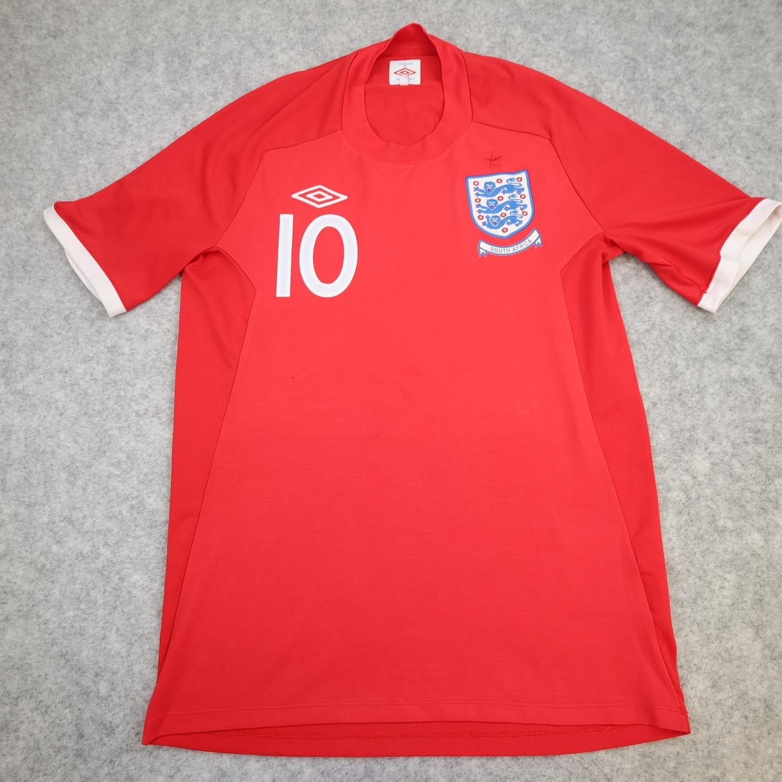England Away Shirt Mens Large Red 2010 Football Umbro Rooney 10 Jersey Top photo 2