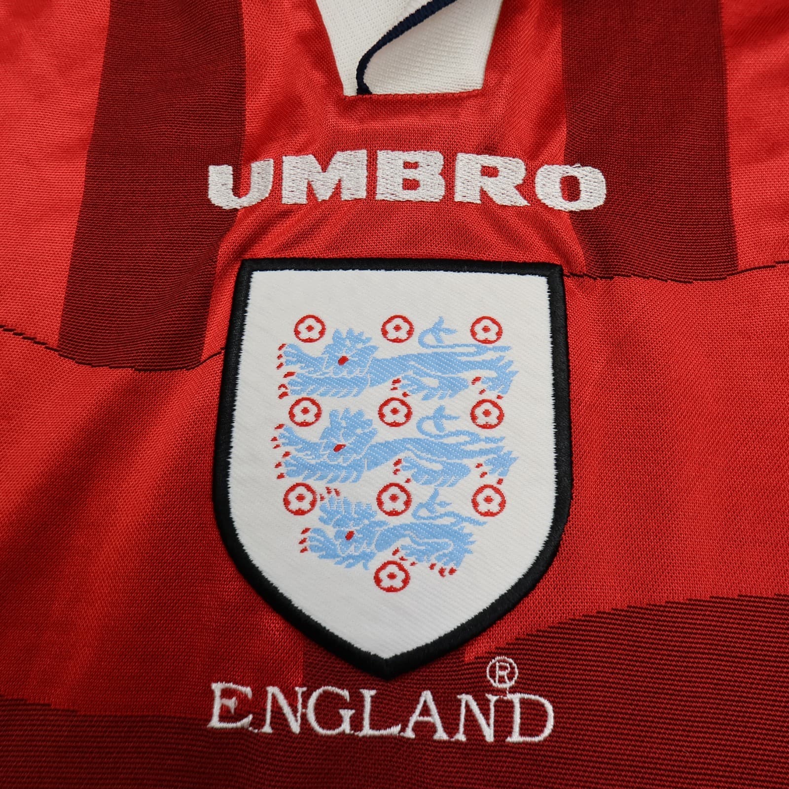 Vintage England Football Shirt Extra Large Red Away Kit Umbro 1997 1999 Jersey photo 3