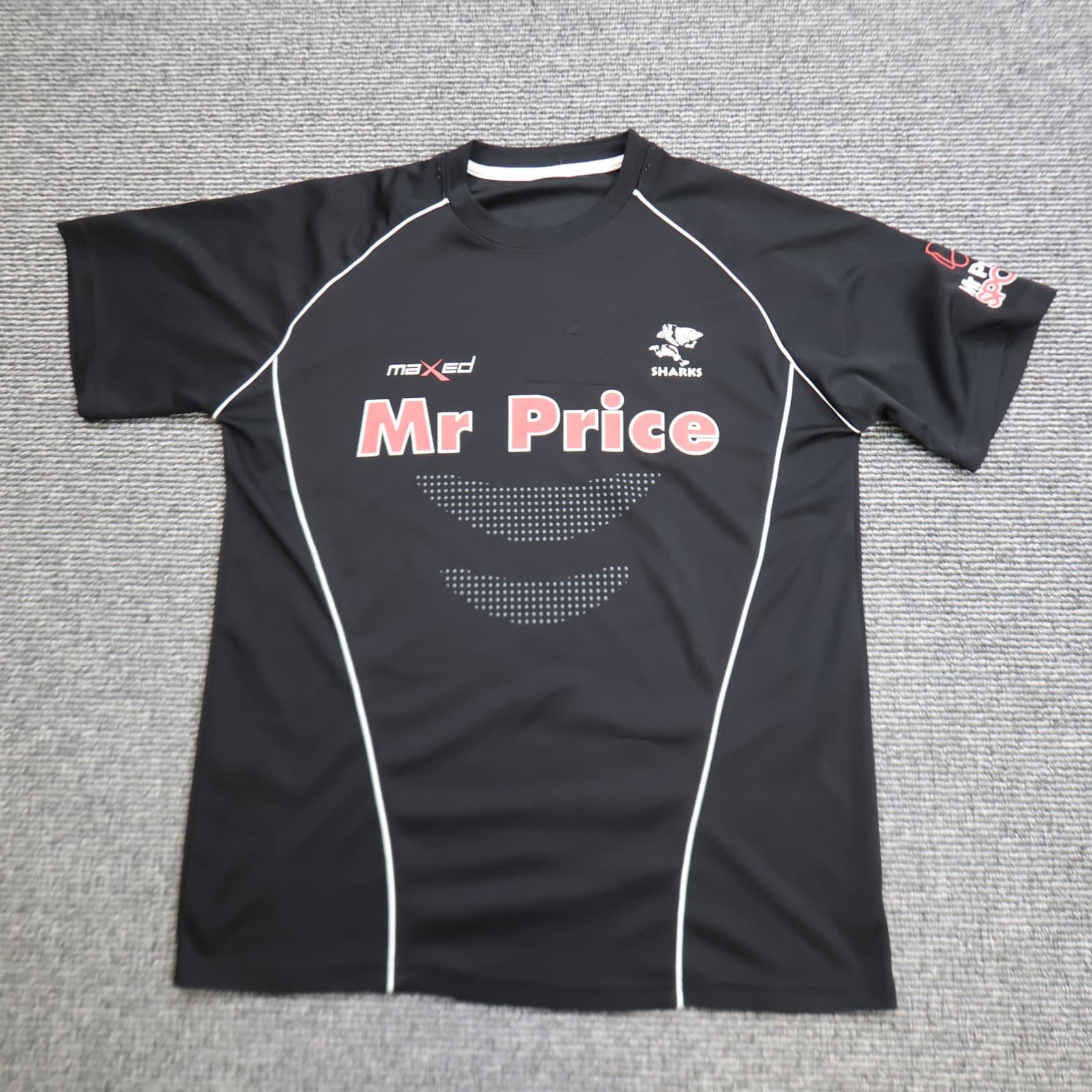 Sharks Rugby Shirt Large Black Away Jersey 2013 Maxed Jersey Medium