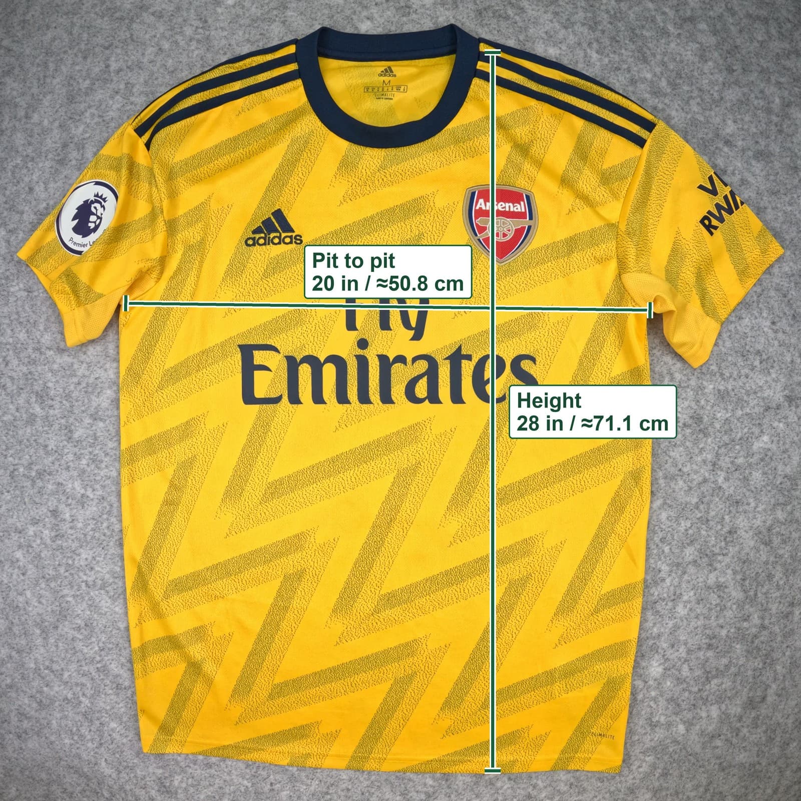 Arsenal Football Shirt Medium Yellow Away 2019 20 adidas Saka 77 Soccer Jersey photo 3