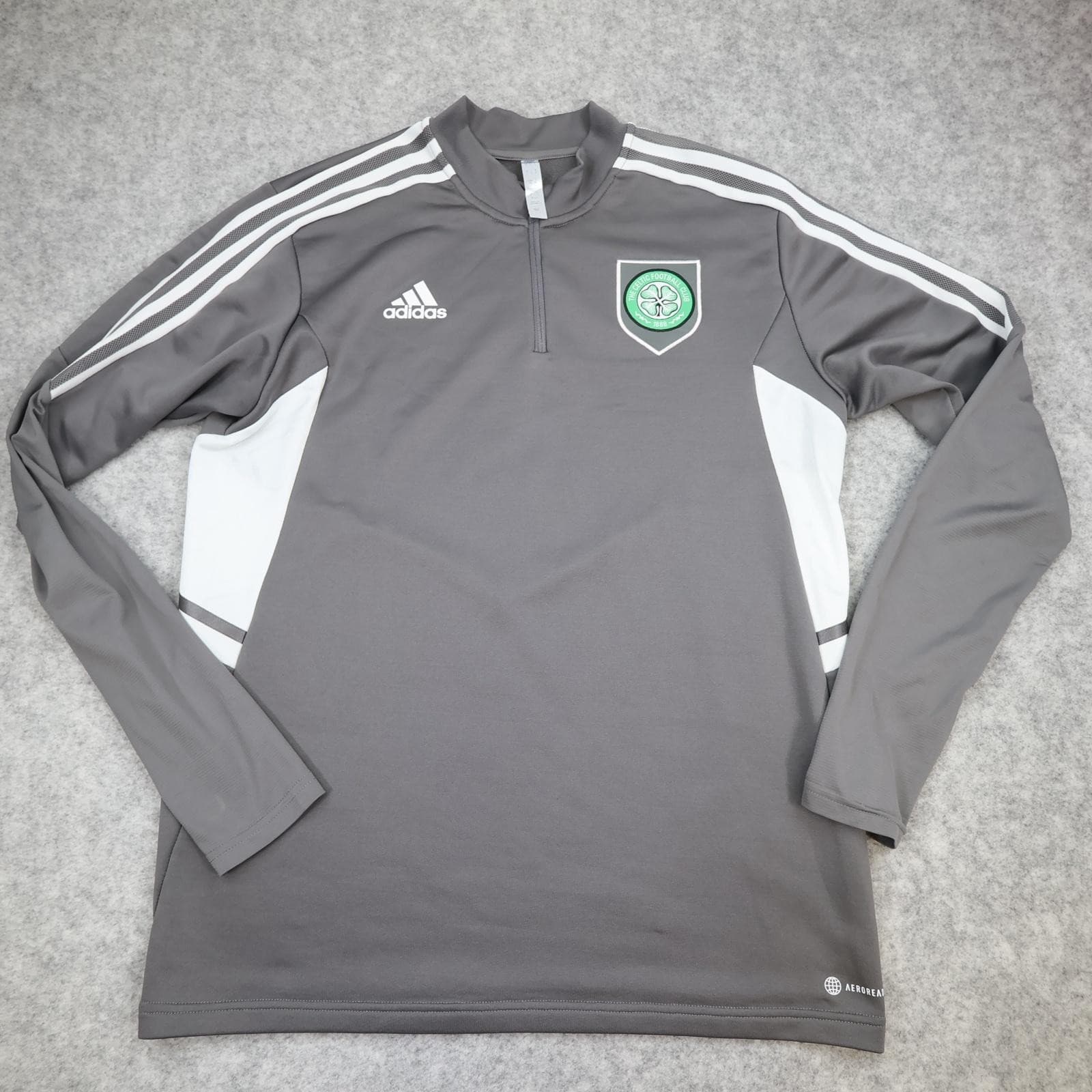 Celtic Training Top Mens Large Grey SPFL Football Adidas Aeroready 1/4 Zip 22 23