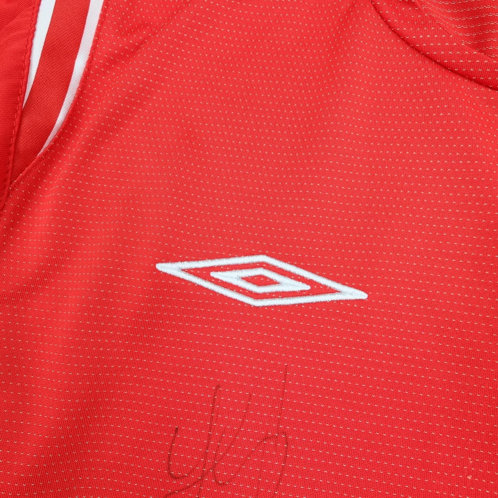 Vintage England Shirt Mens Medium Red 2004 2006 Football Umbro Signed photo 4